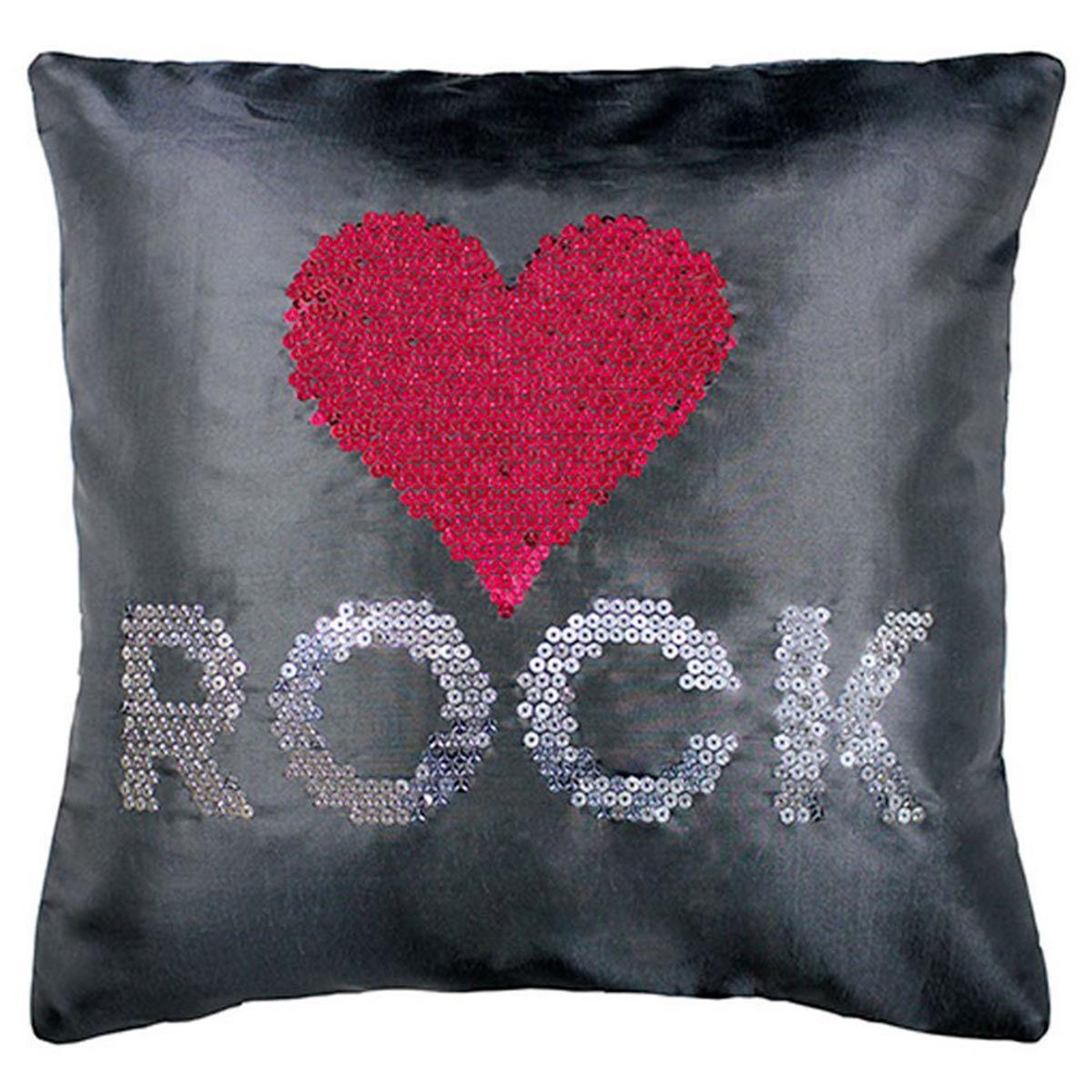 Douceur d'Intérieur Housse de coussin  strass  40x40cm love rock