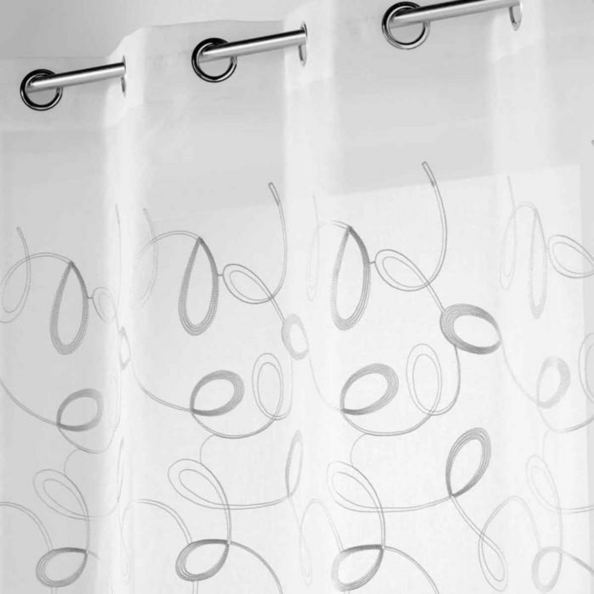 Paris Prix Rideau Voilage à Œillets  Hoops  140x240cm Gris