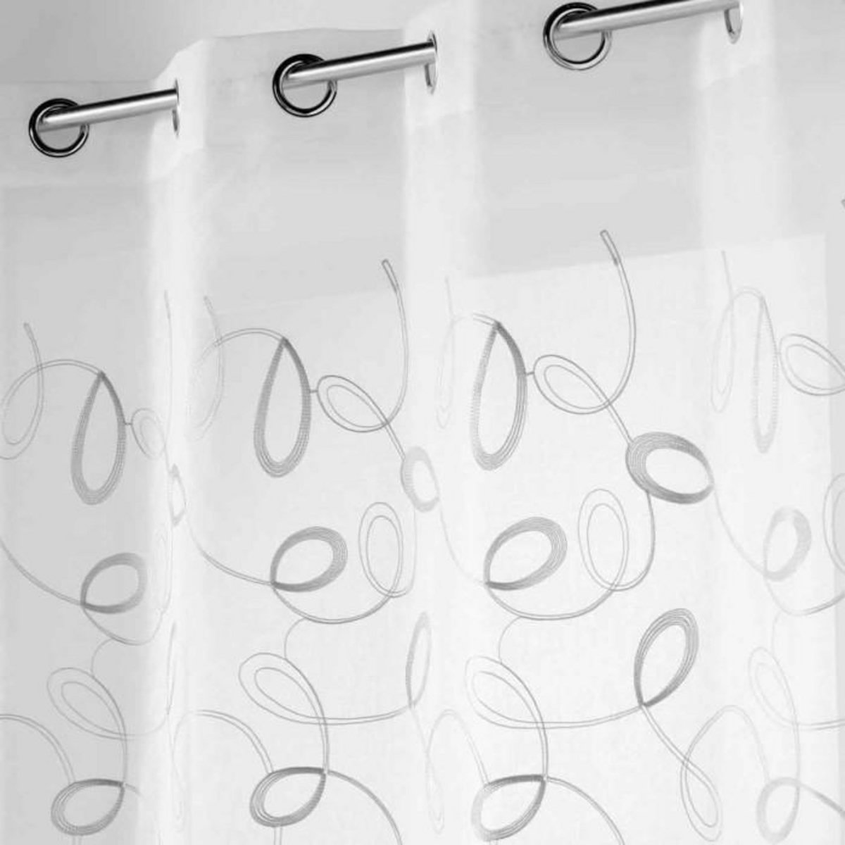 Paris Prix Rideau Voilage à Œillets  Hoops  140x240cm Gris