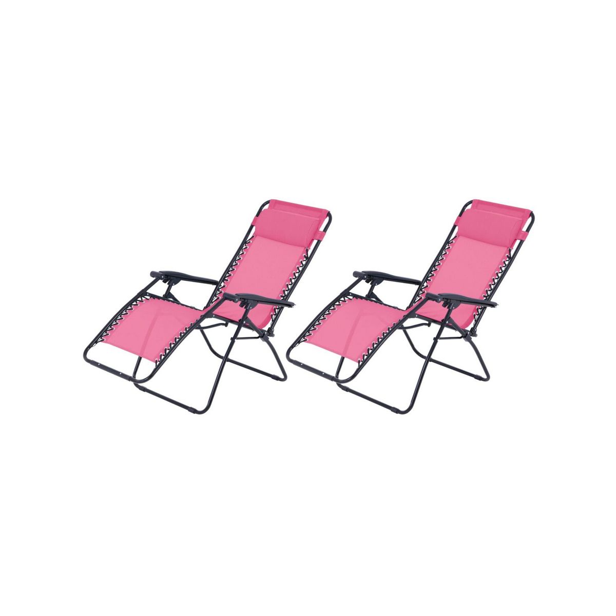 O'Colors Lot de 2 fauteuils relax de jardin - O'Colors - Multi positions - Bleu et rose
