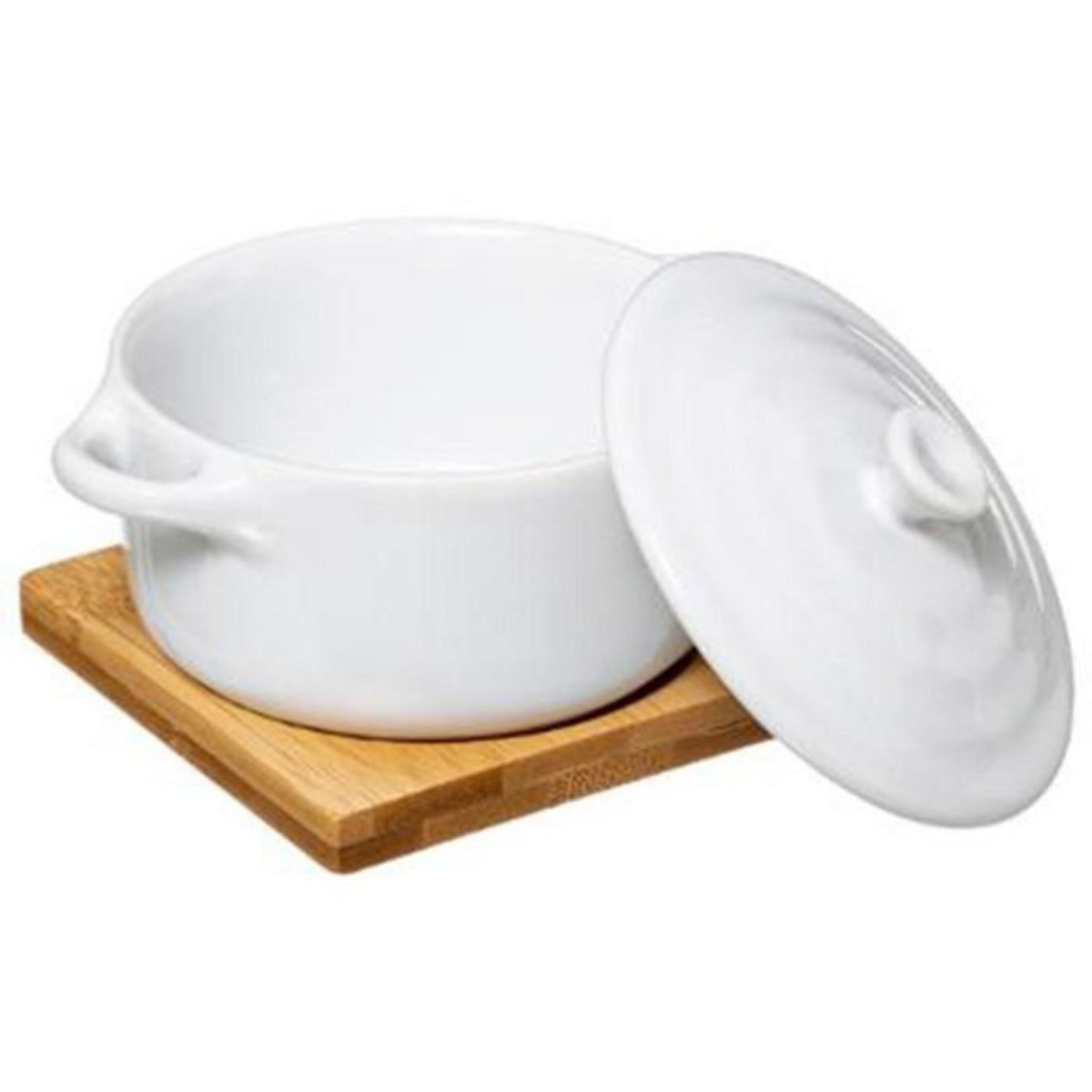 FIVE Cocotte & Soucoupe  Bambou  13cm Blanc