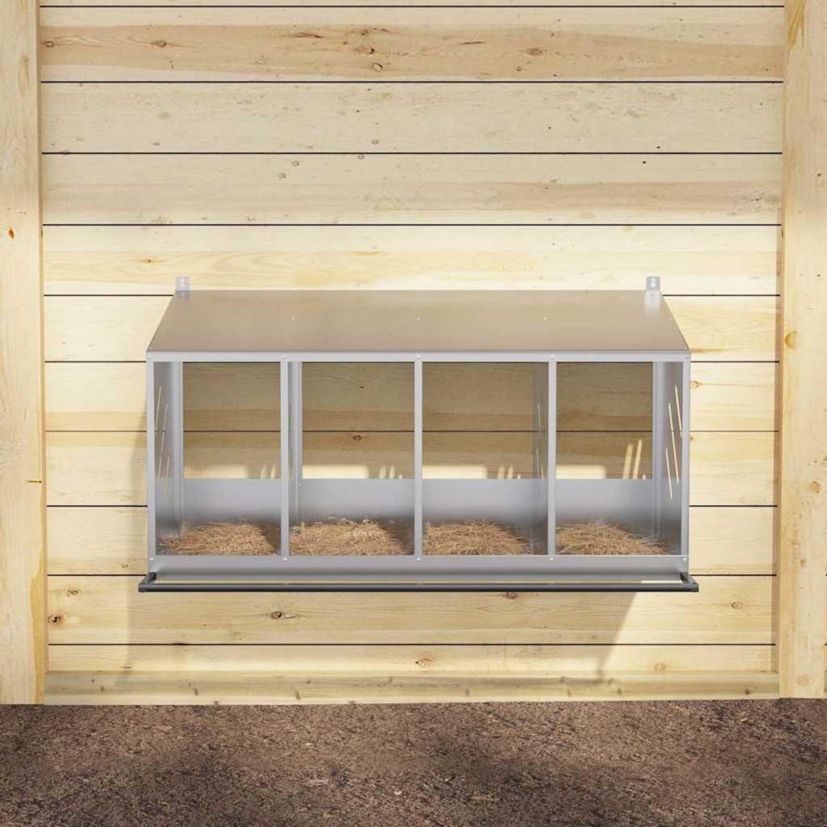 VIDAXL Nichoir de poules avec 4 compartiments Metal argente galvanise