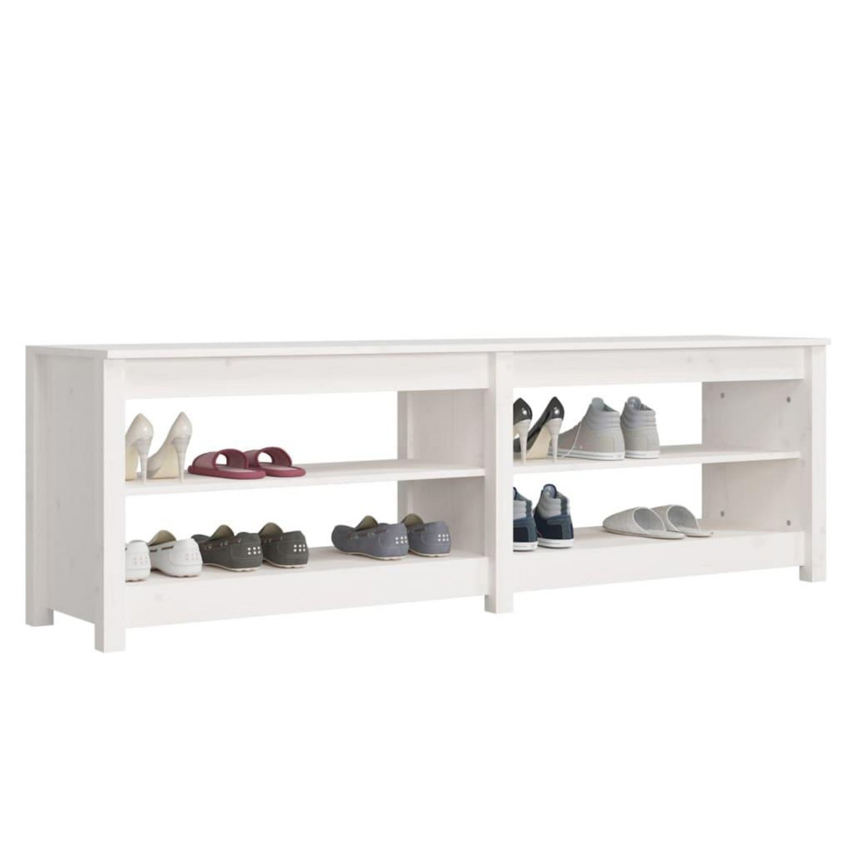 VIDAXL Banc a chaussures Blanc 160x36,5x50 cm Bois de pin massif