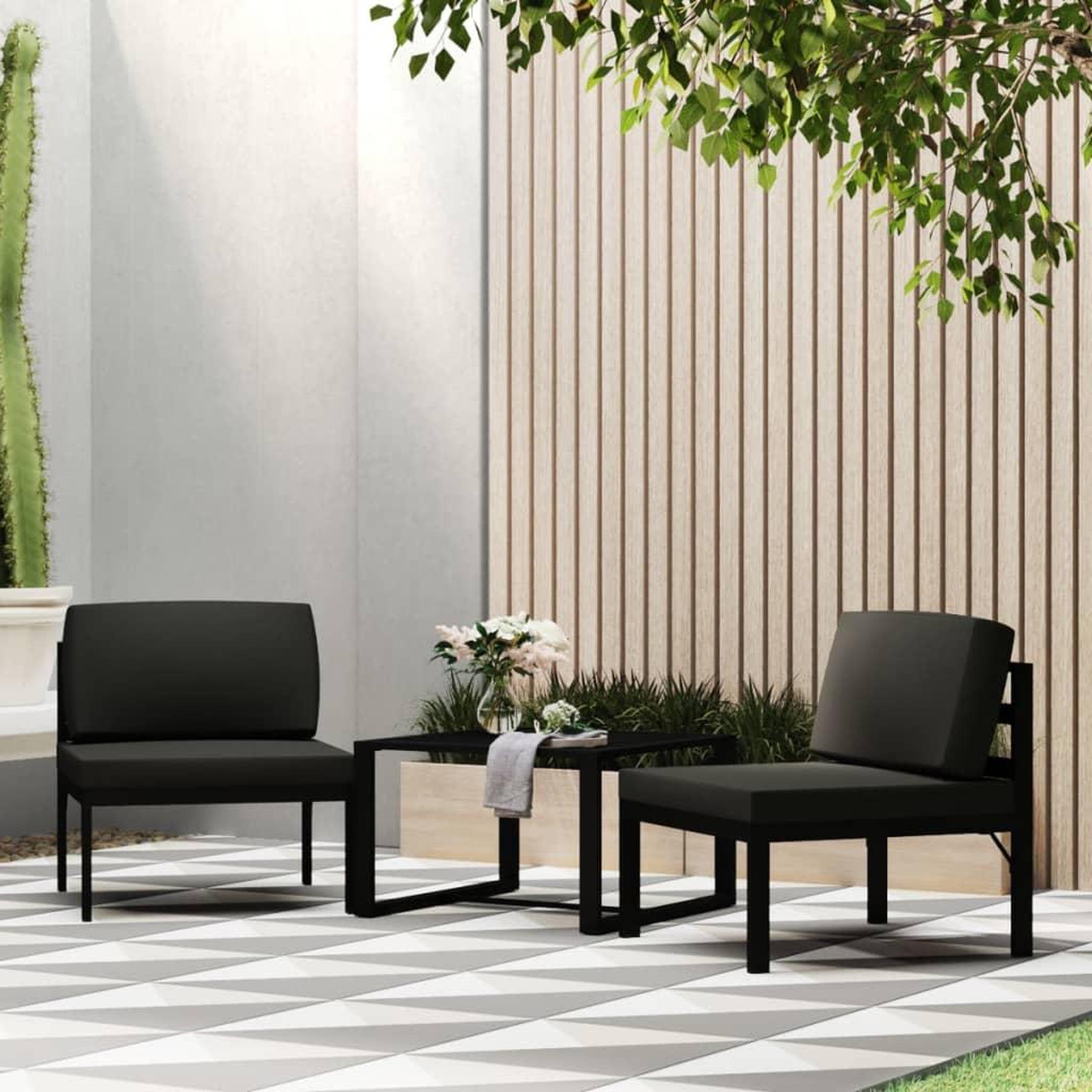 VIDAXL Jeu de canapes de jardin 3 pcs et coussins Aluminium Anthracite