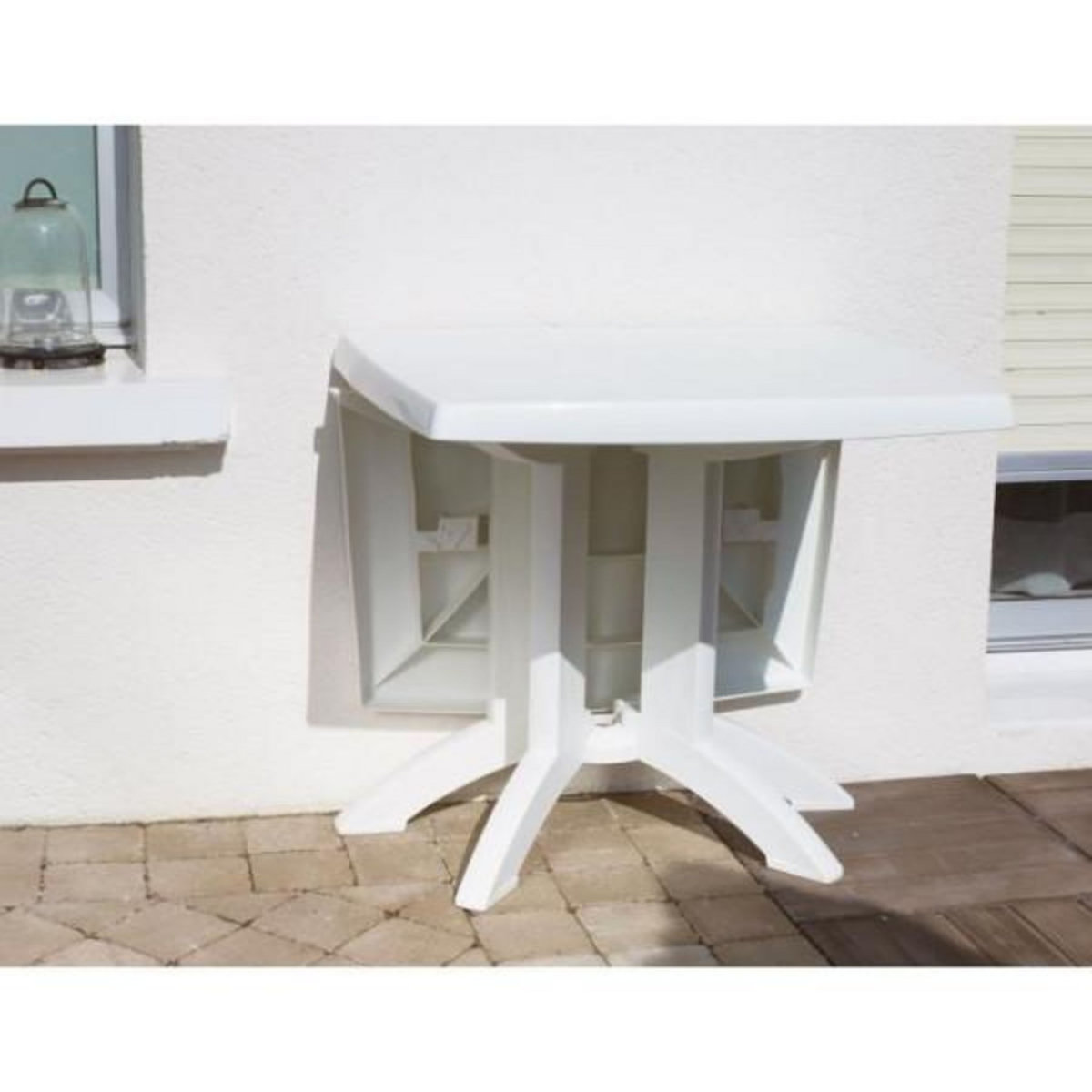GRILL ME Table de Jardin pliante en résine VEGA - GROSFILLEX - 118 x 77 cm Blanc