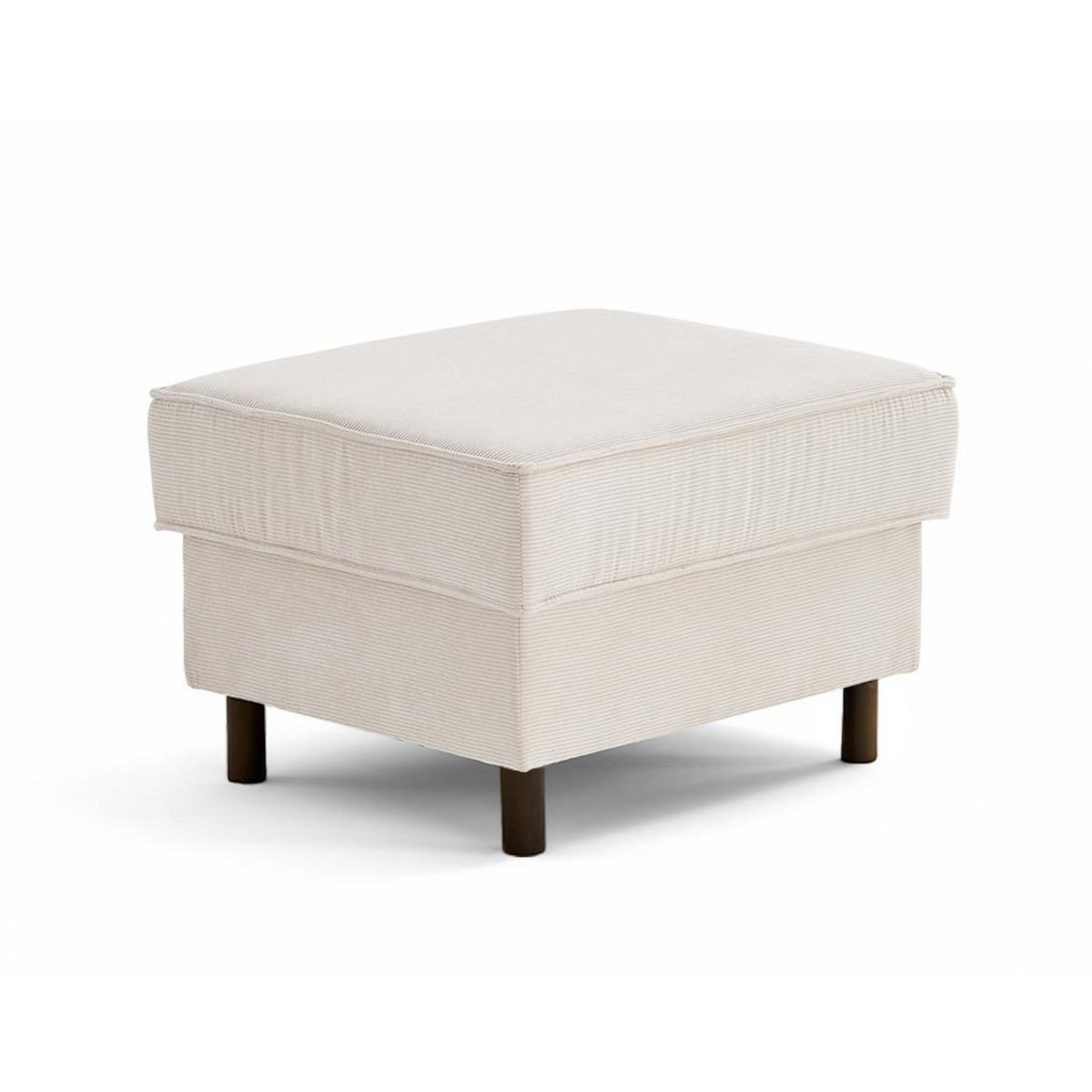 LISA DESIGN Jake - pouf en velours côtelé - pieds bois foncé