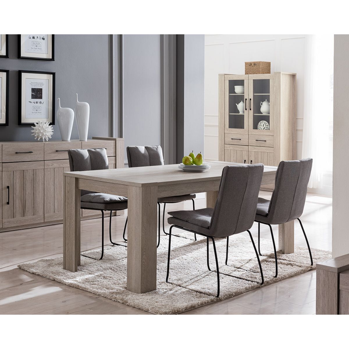 Ensemble table de séjour salle à manger L179cm + enfilade 4 portes L217cm SYLVESTRE