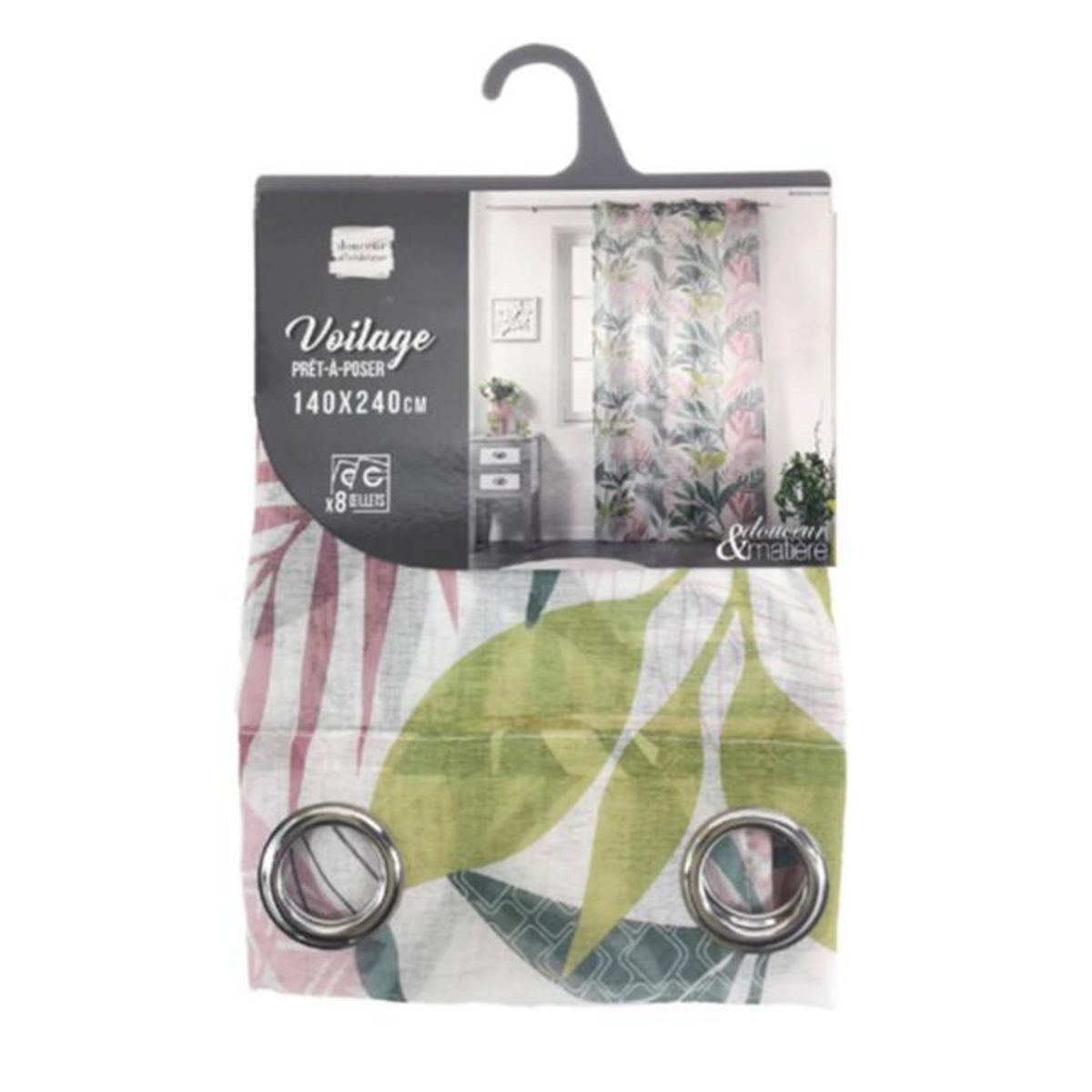 Paris Prix Rideau Voilage à Œillets  Assana  140x240cm Rose