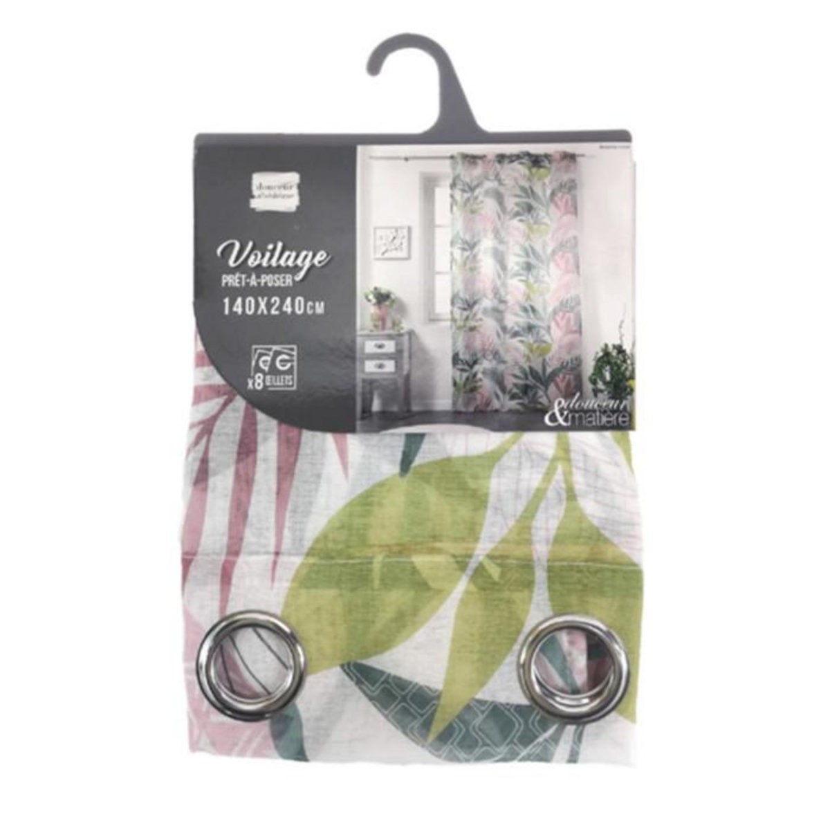 Paris Prix Rideau Voilage à Œillets  Assana  140x240cm Rose