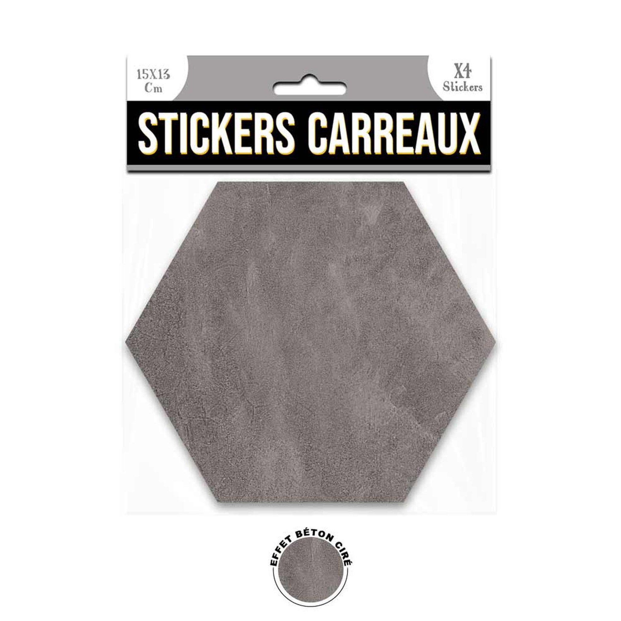 SUD TRADING 4 stickers effet béton ciré  - 15 x 13 cm - gris