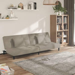 VIDAXL Canape-lit a 2 places avec deux oreillers Gris clair Velours