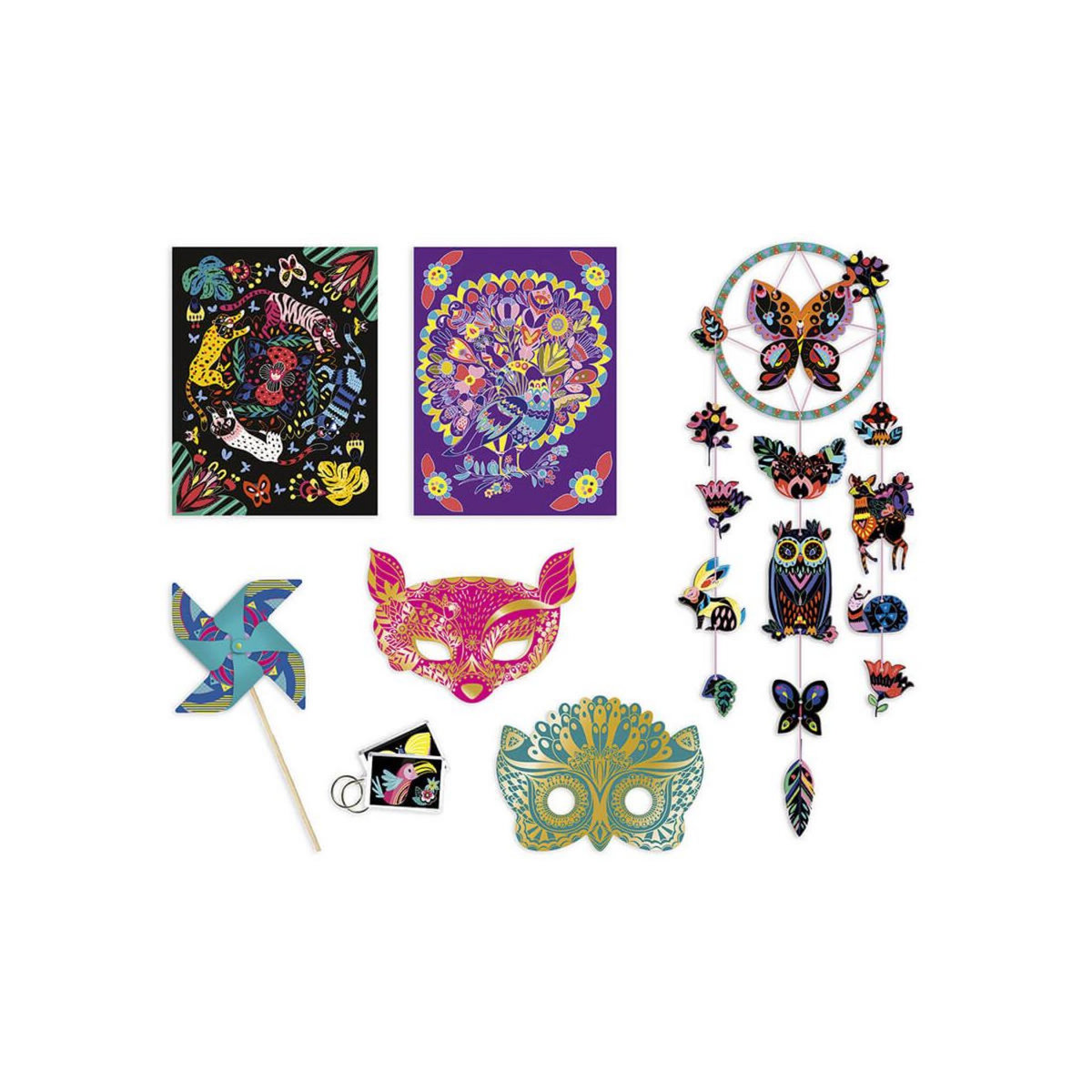 Juratoys-Janod Coffret Créatif Multiactivités Scratch Art pour Enfants à Partir de 7 Ans