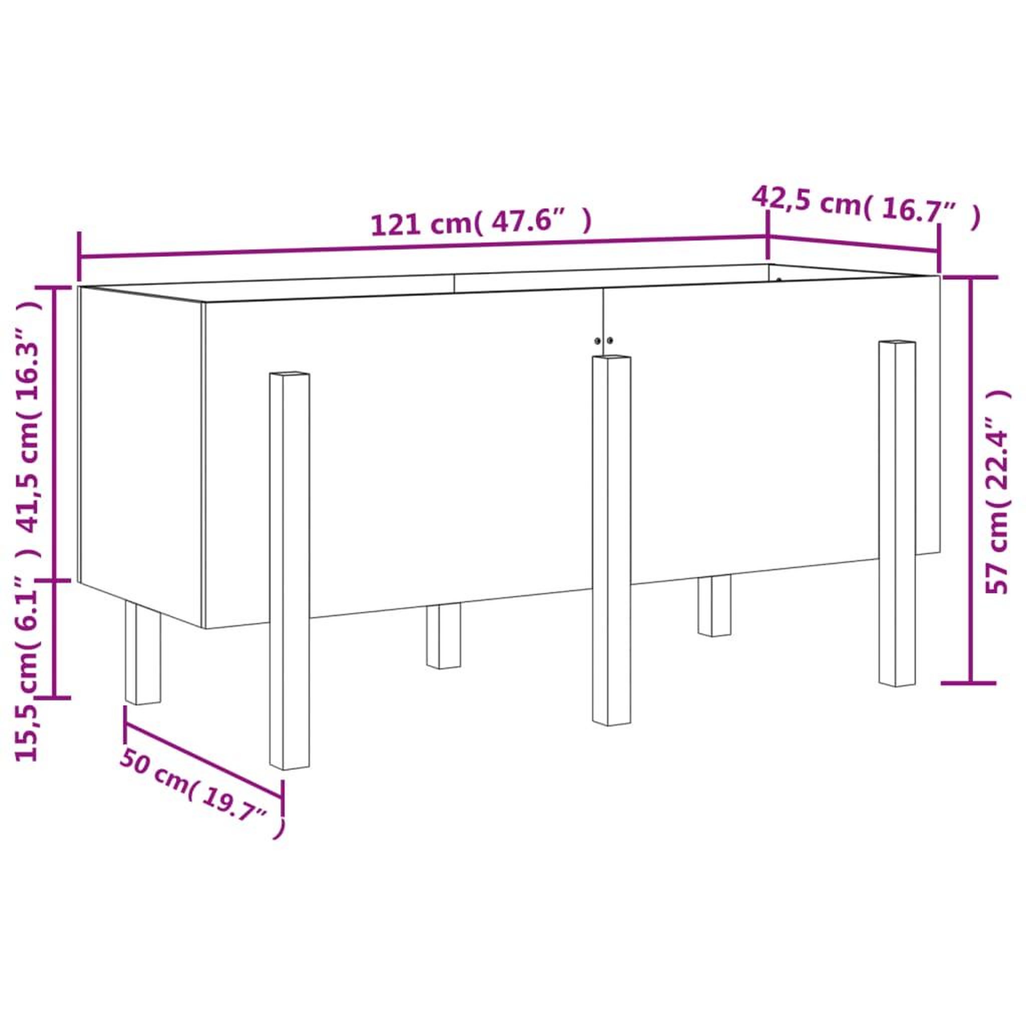 Voir la diapositive 6 : VIDAXL Lit sureleve de jardin blanc 121x50x57 cm bois de pin massif