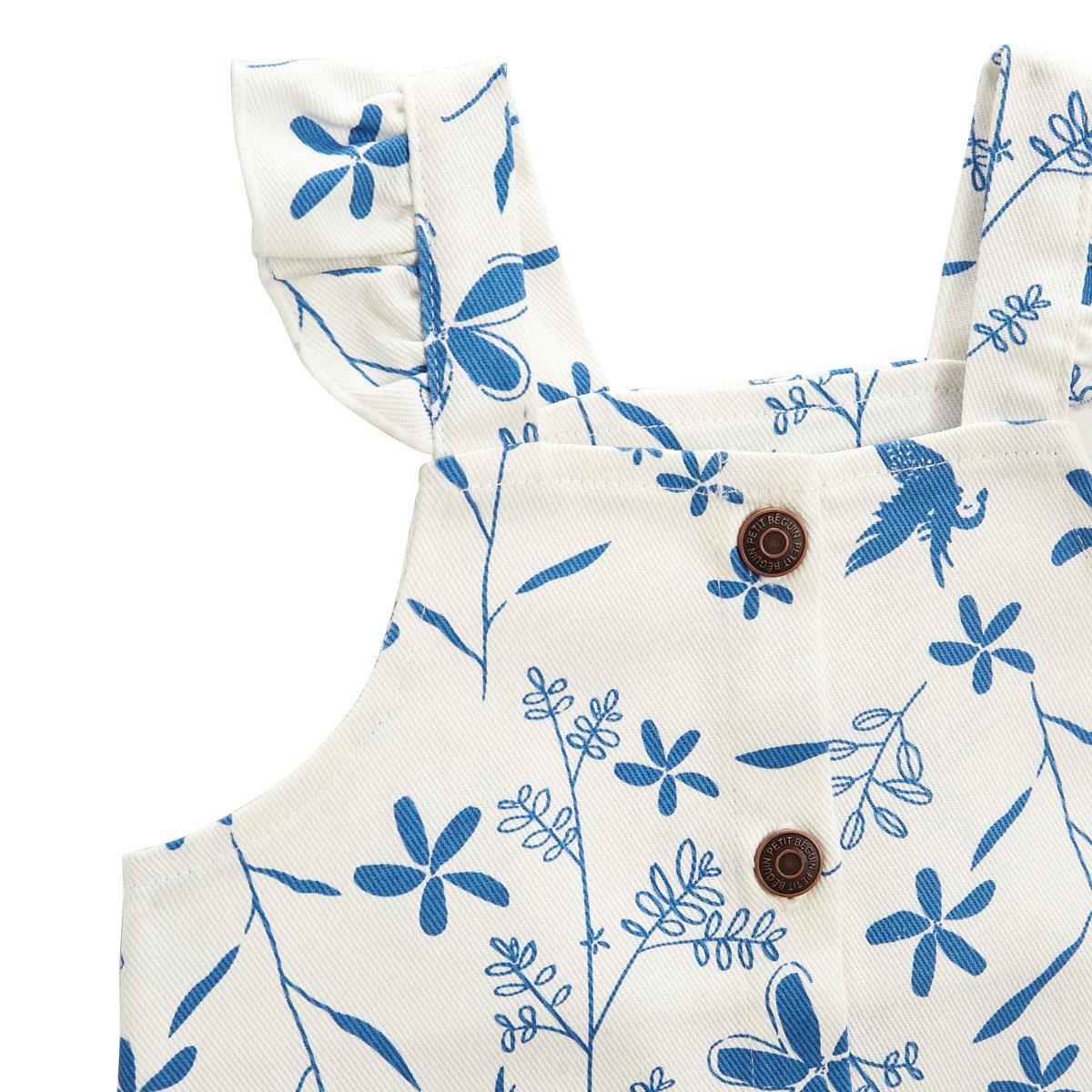 Petit Béguin Robe bébé en jean écrue Océan d'amour