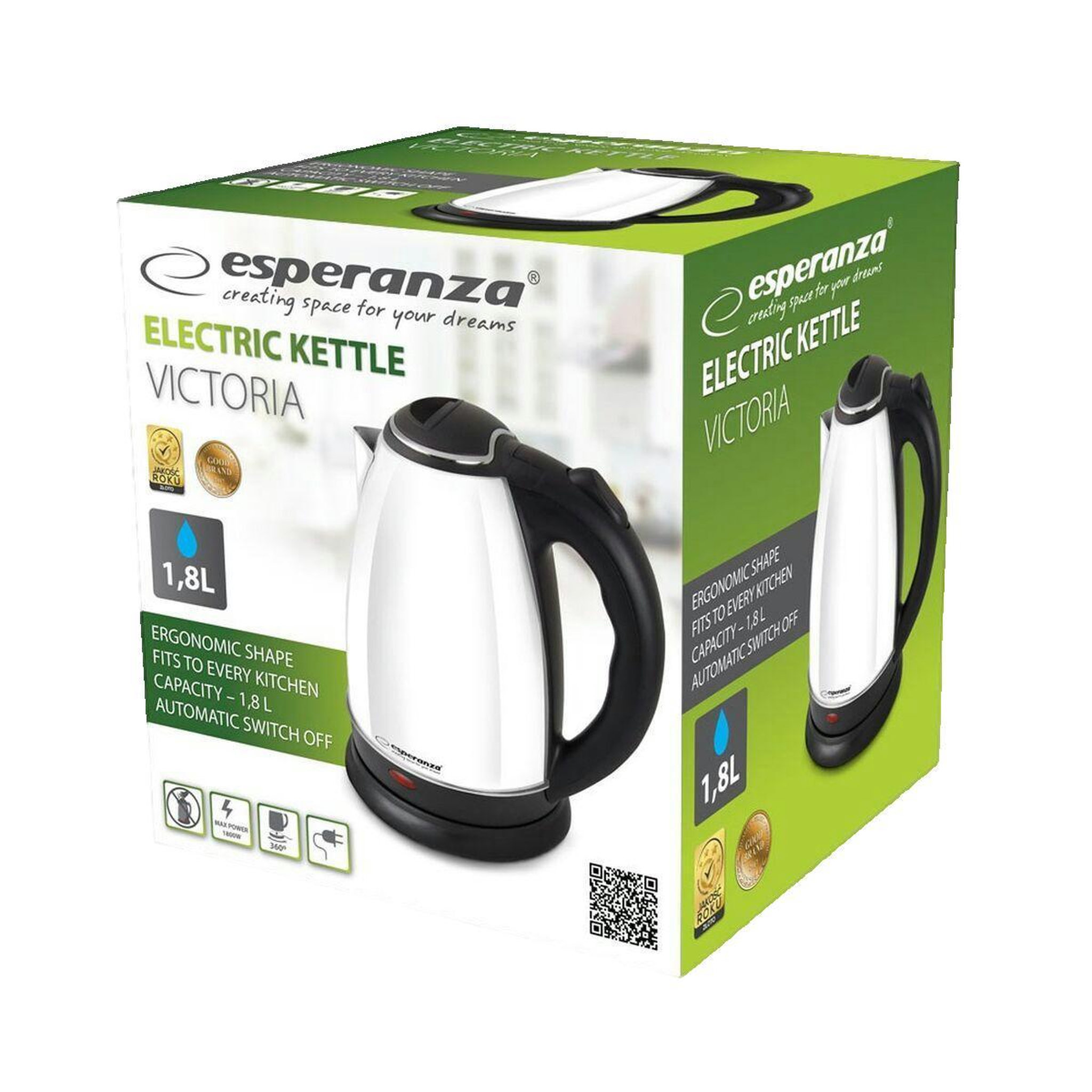 Voir la diapositive 2 : ESPERANZA Bouilloire électrique Esperanza 1.8 l