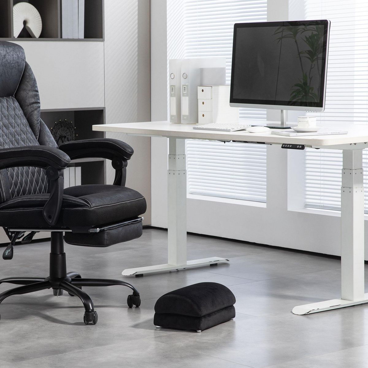 HOMCOM Repose-pied sous le bureau - repose pied bureau antidérapant - mousse souple velours noir