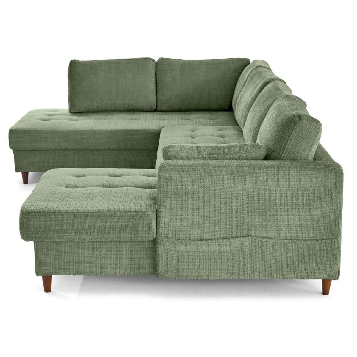 LISA DESIGN Anna - canapé panoramique d'angle gauche 7 places convertible avec coffre en velours texturé