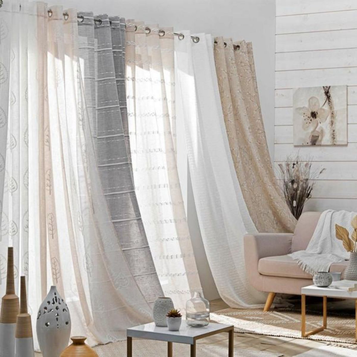 Paris Prix Rideau Voilage à Œillets  Nikita  140x280cm Blanc