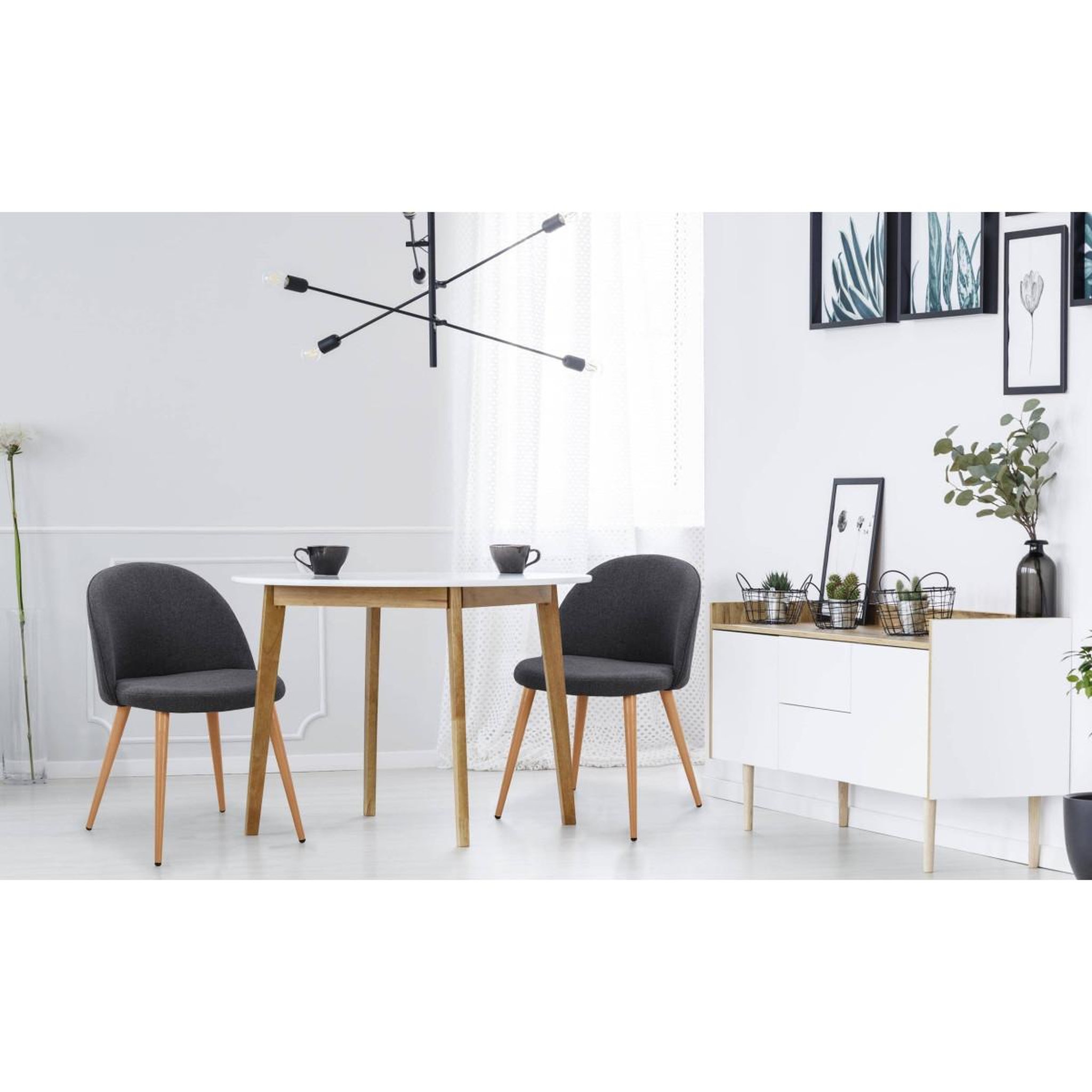 Voir la diapositive 5 : Paris Prix Lot de 6 chaises scandinaves tissu  morro  78cm gris foncé