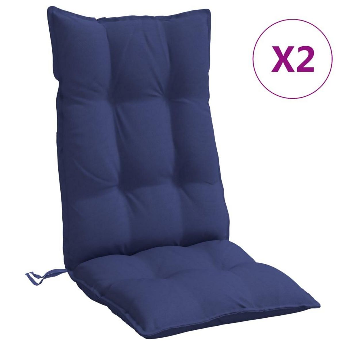 VIDAXL Coussins de chaise a dossier haut lot de 2 bleu marine