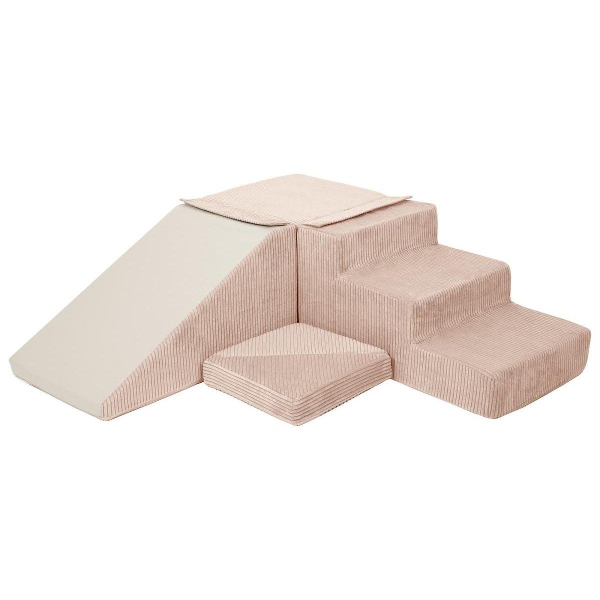 VELINDA Ensemble toboggan (4 grands blocs de mousse) — rose clair (velours côtelé)