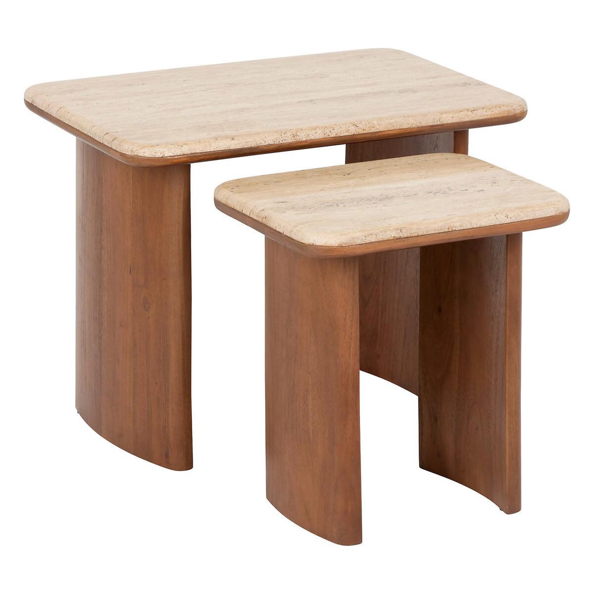ATMOSPHERA Lot de 2 tables d'appoint en bois  jivan  60cm marron