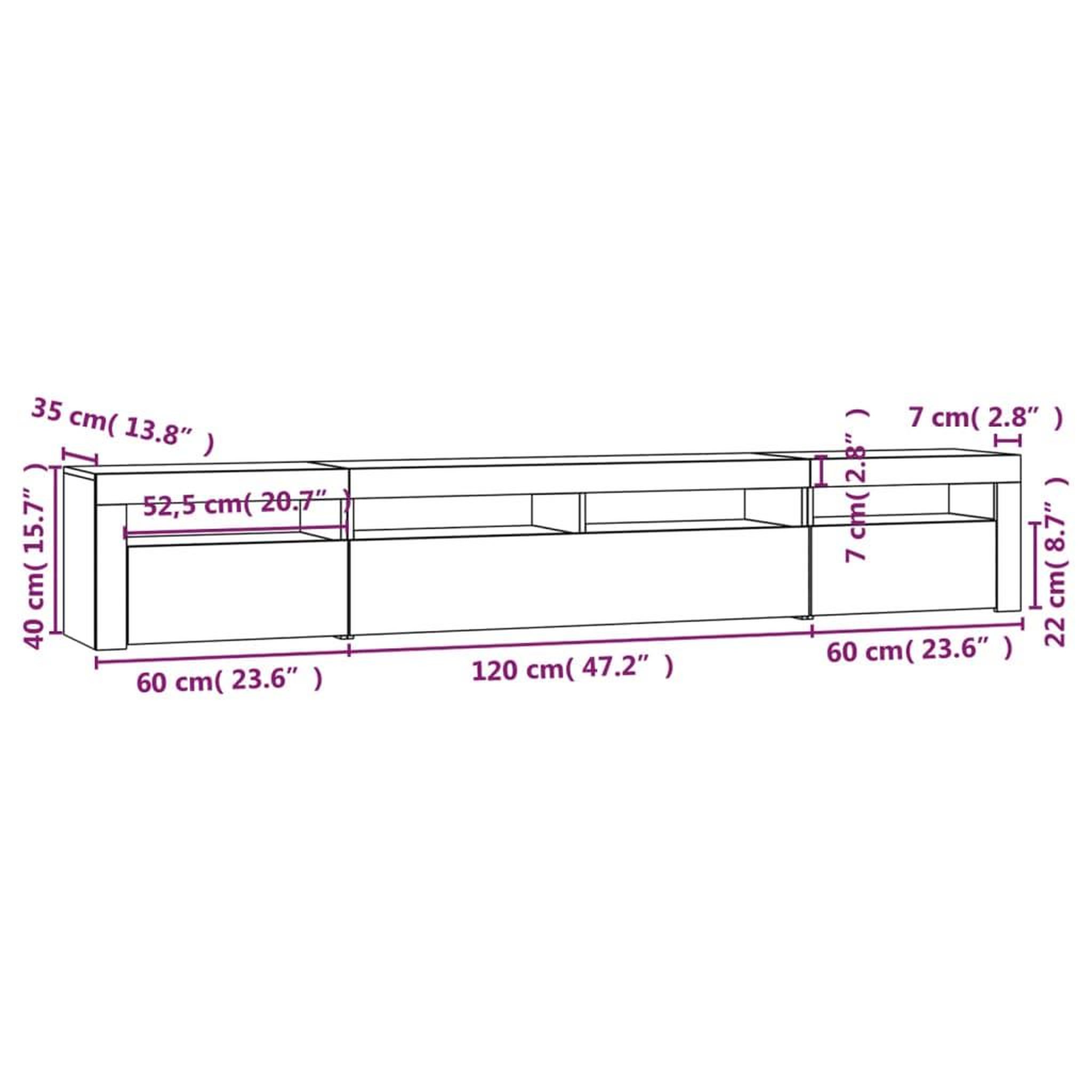 Voir la diapositive 6 : VIDAXL Meuble TV avec lumieres LED Chene fume 240x35x40 cm