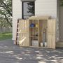 Voir la diapositive 2 : OUTSUNNY Armoire de jardin 2 portes bois - 2 étagères, grand compartiment - 120 x 57 x 183 cm - sapin pré-huilé