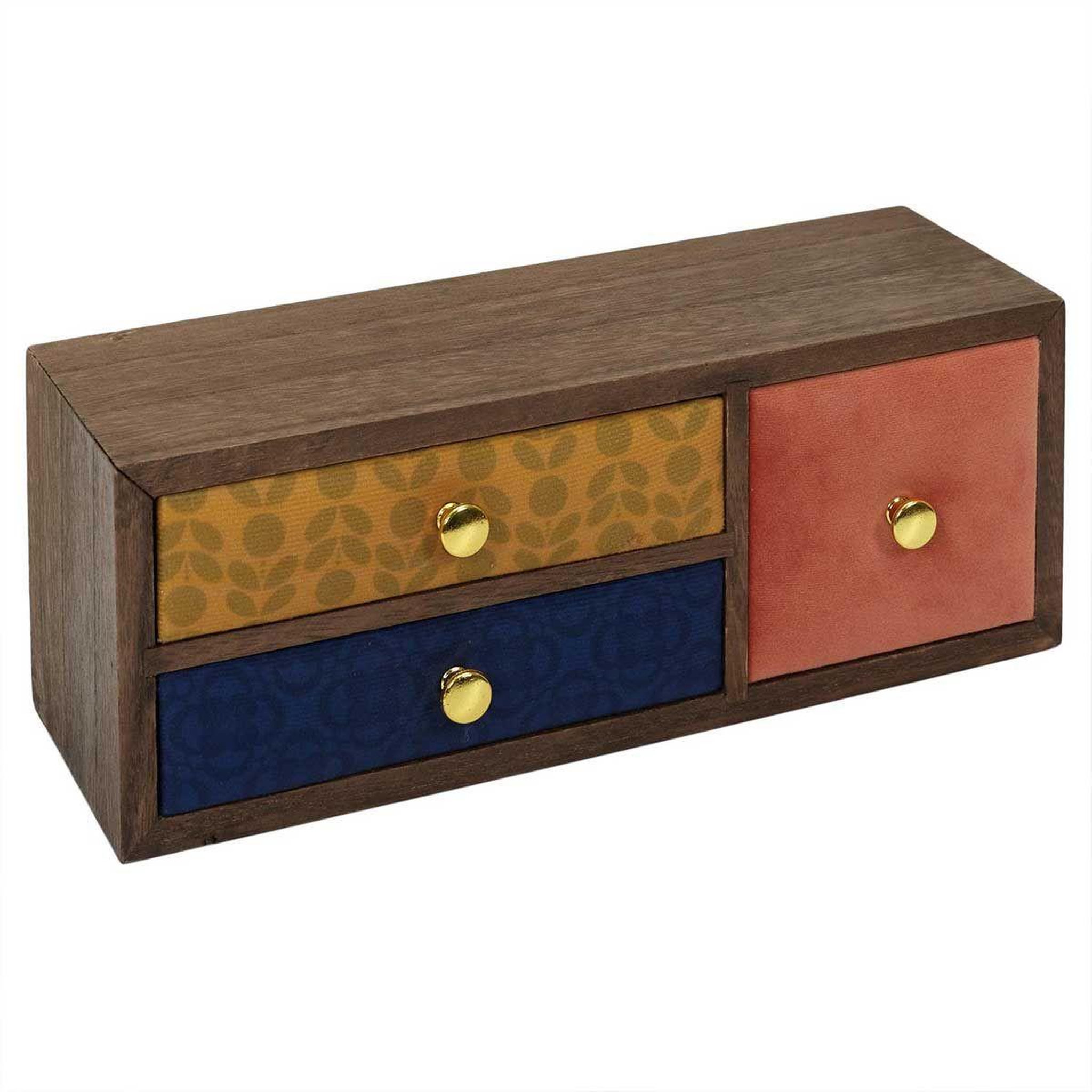 Voir la diapositive 2 : The Home Deco Factory Boîte déco 3 tiroirs  velours  30cm multicolore