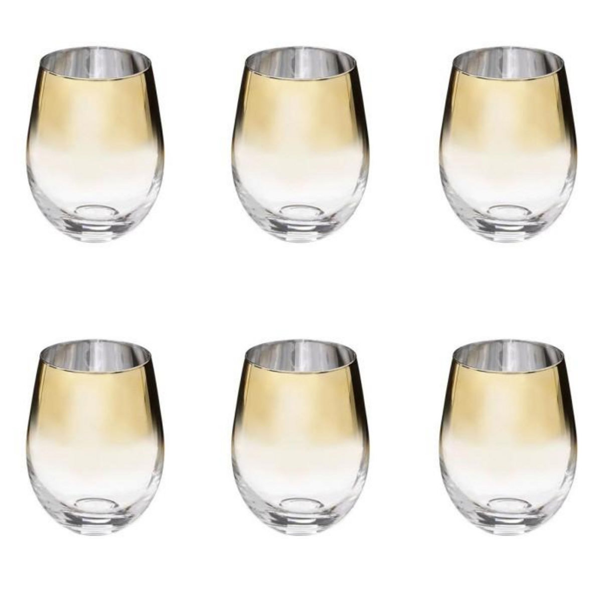 SECRET DE GOURMET Lot de 6 Verres à Eau  Arya  54cl Or