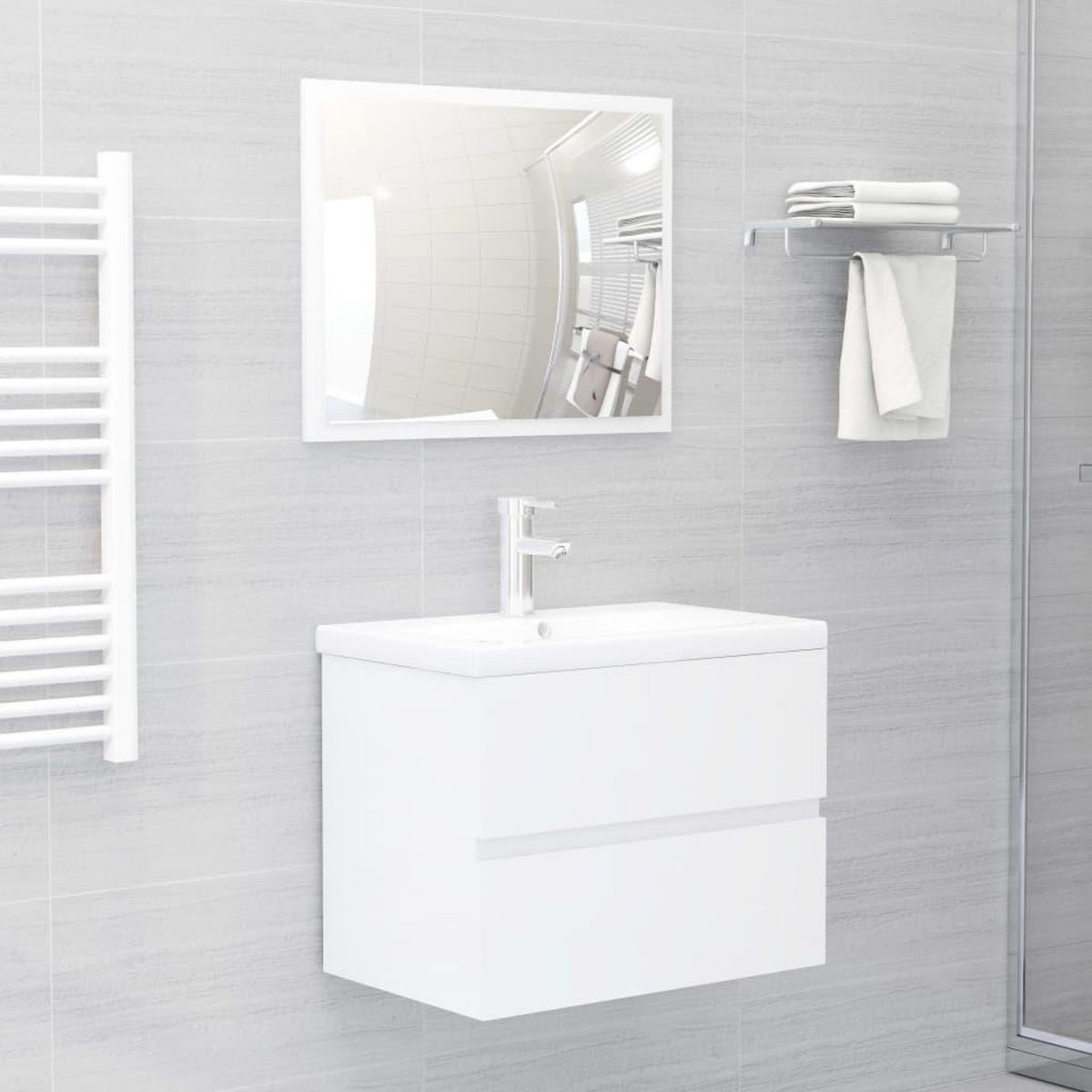 VIDAXL Meubles de salle de bain blanc brillant bois d'ingenierie