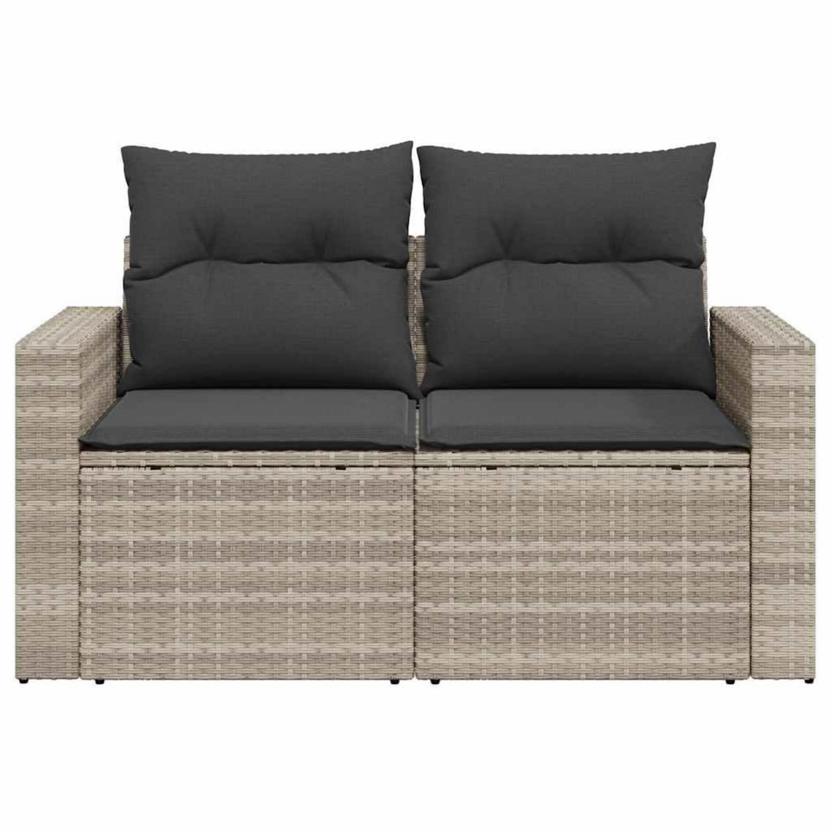 VIDAXL Canape de jardin 2 places et coussins gris clair resine tressee