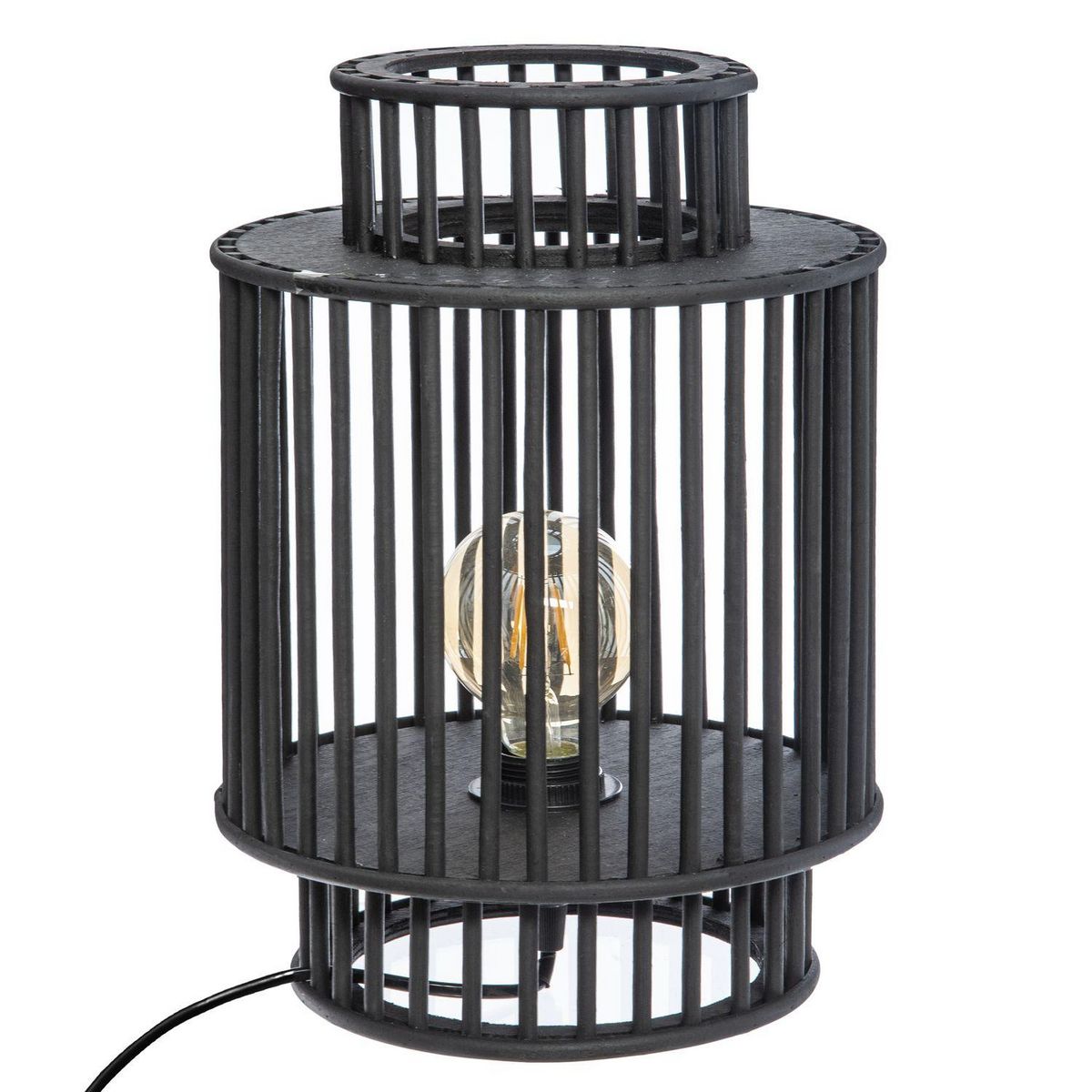 ATMOSPHERA Lampe à poser en bambou Lyxia - H. 35 cm - Noir
