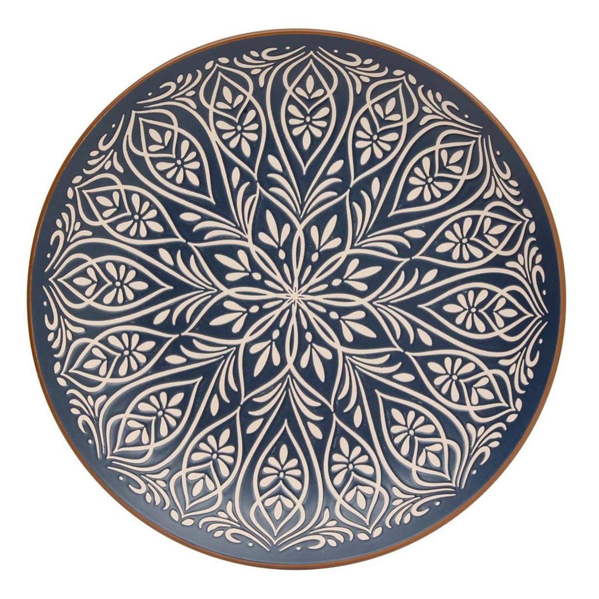 SECRET DE GOURMET Lot de 6 assiettes plates en céramique  inès  27cm bleu