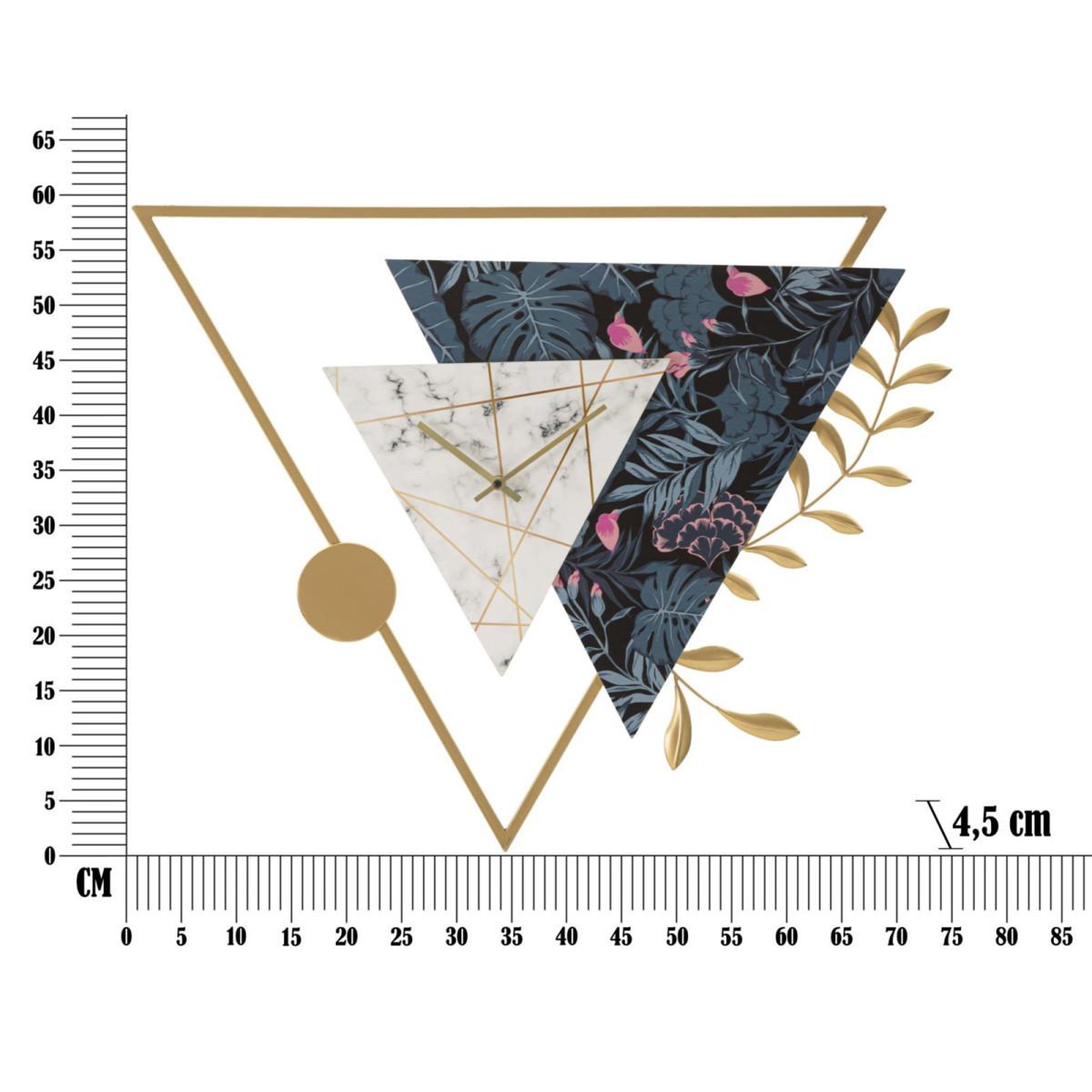 Voir la diapositive 6 : Paris Prix Horloge murale en métal  triangle  75cm multicolore