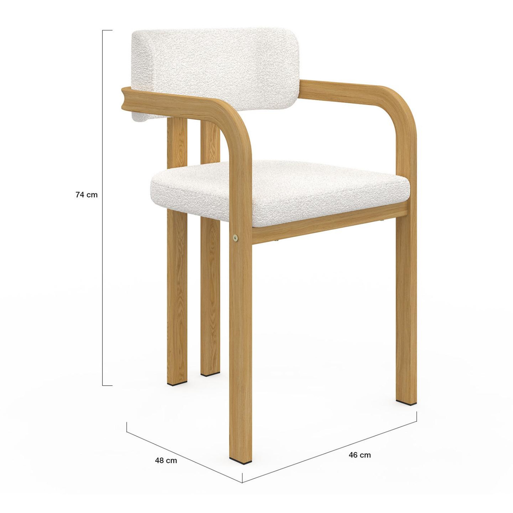 Voir la diapositive 5 : ID MARKET Lot de 2 chaises de salle à manger, fauteuils de table esma en métal effet bois et tissu bouclette avec accoudoirs