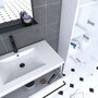 Aurlane Pack meuble de salle de bain 80x50cm Blanc - 2 tiroirs blanc - vasque blanche + miroir noir mat
