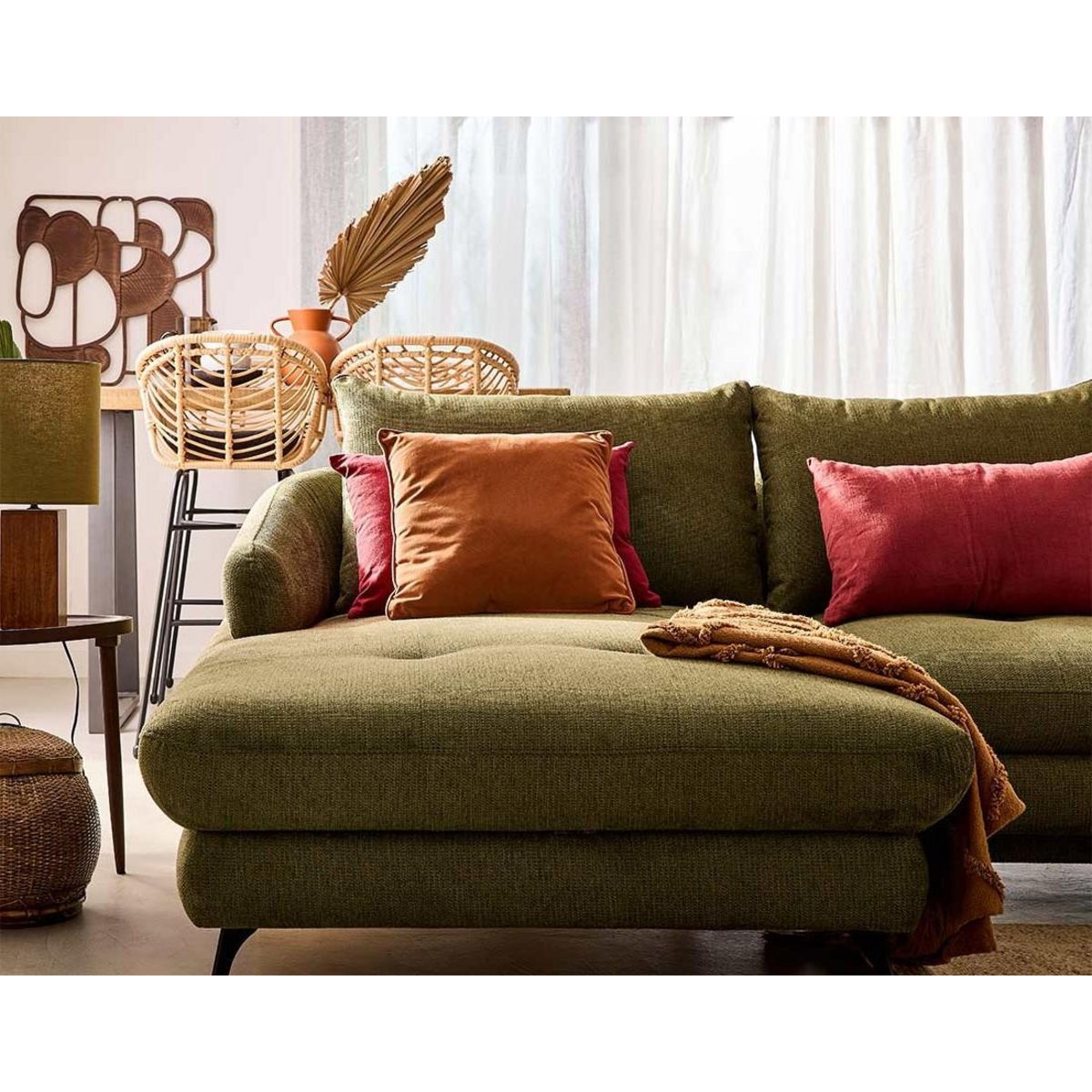 LISA DESIGN Ninon - canapé d'angle gauche 4 places convertible avec coffre en tissu texturé