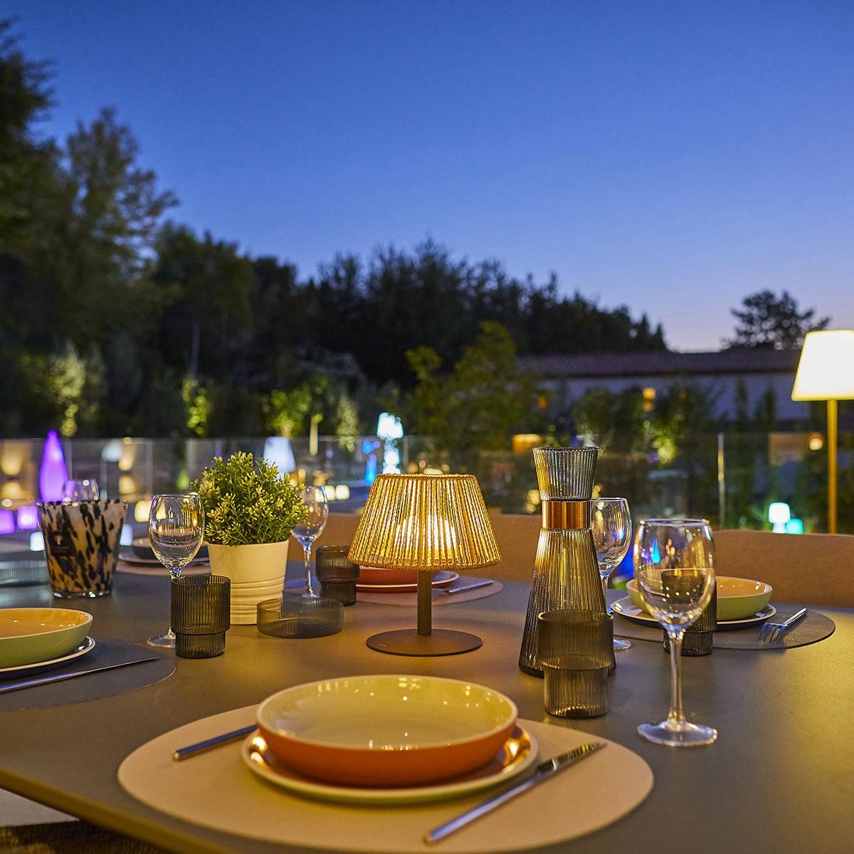 Lumisky Lampe de table sans fil STANDY MINI Beige Jonc de mer H22cm