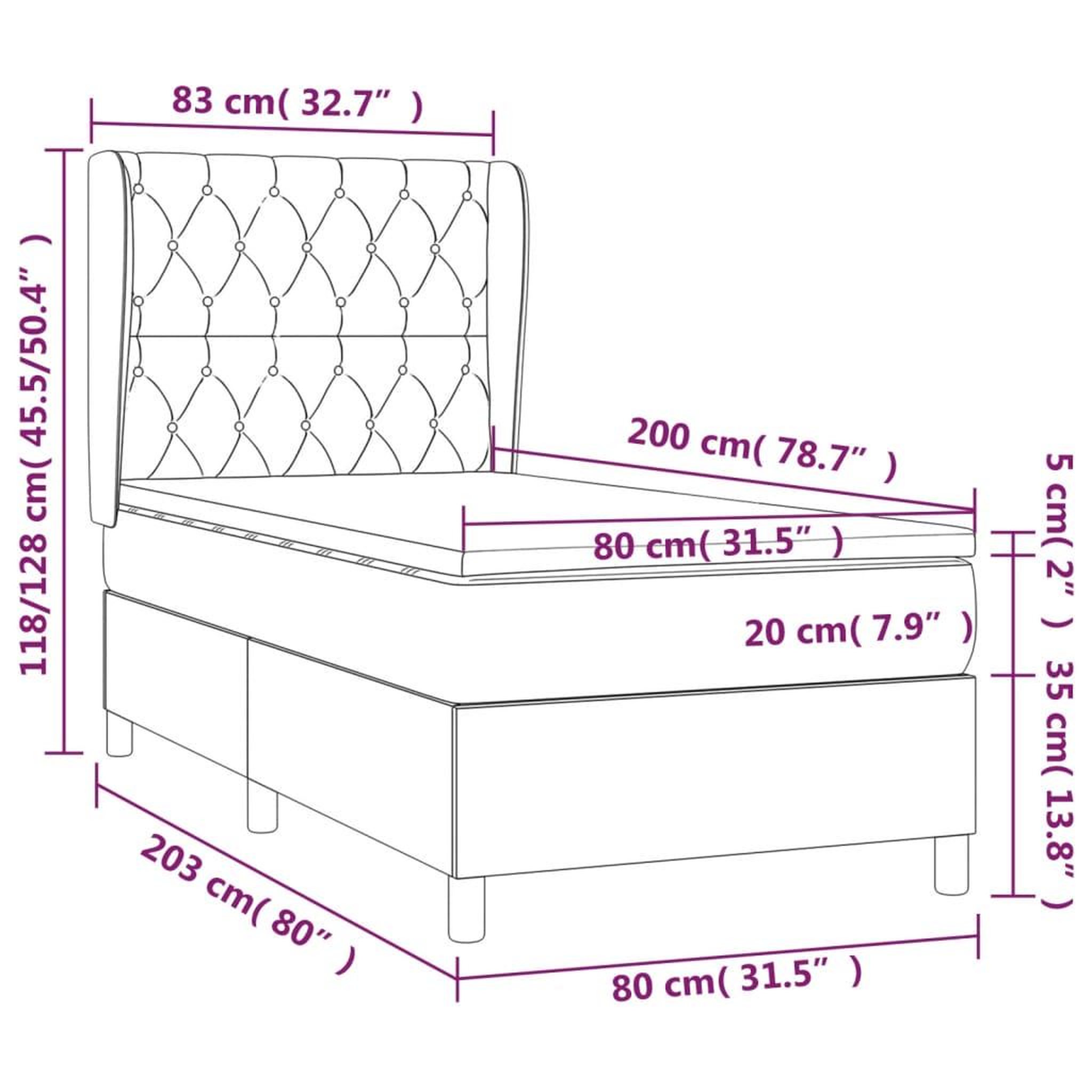Voir la diapositive 6 : VIDAXL Sommier a lattes de lit avec matelas Creme 80x200 cm Tissu