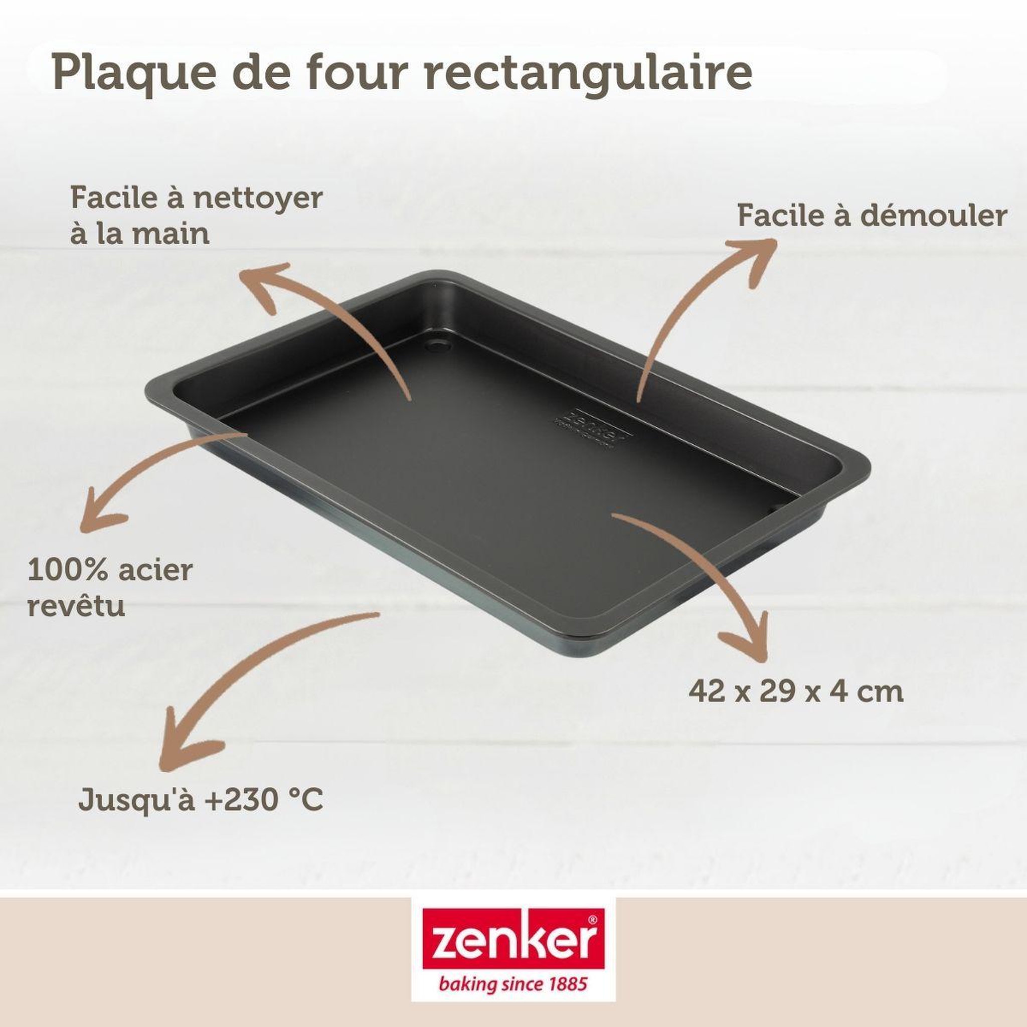 Voir la diapositive 3 : ZENKER Plaque de four rectangulaire 42 x 29 cm zenker black metallic