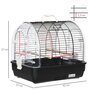 PAWHUT Cage à oiseaux portable 2 mangeoires 2 perchoirs 3 portes plateau excrément amovible poignée transport métal PS noir
