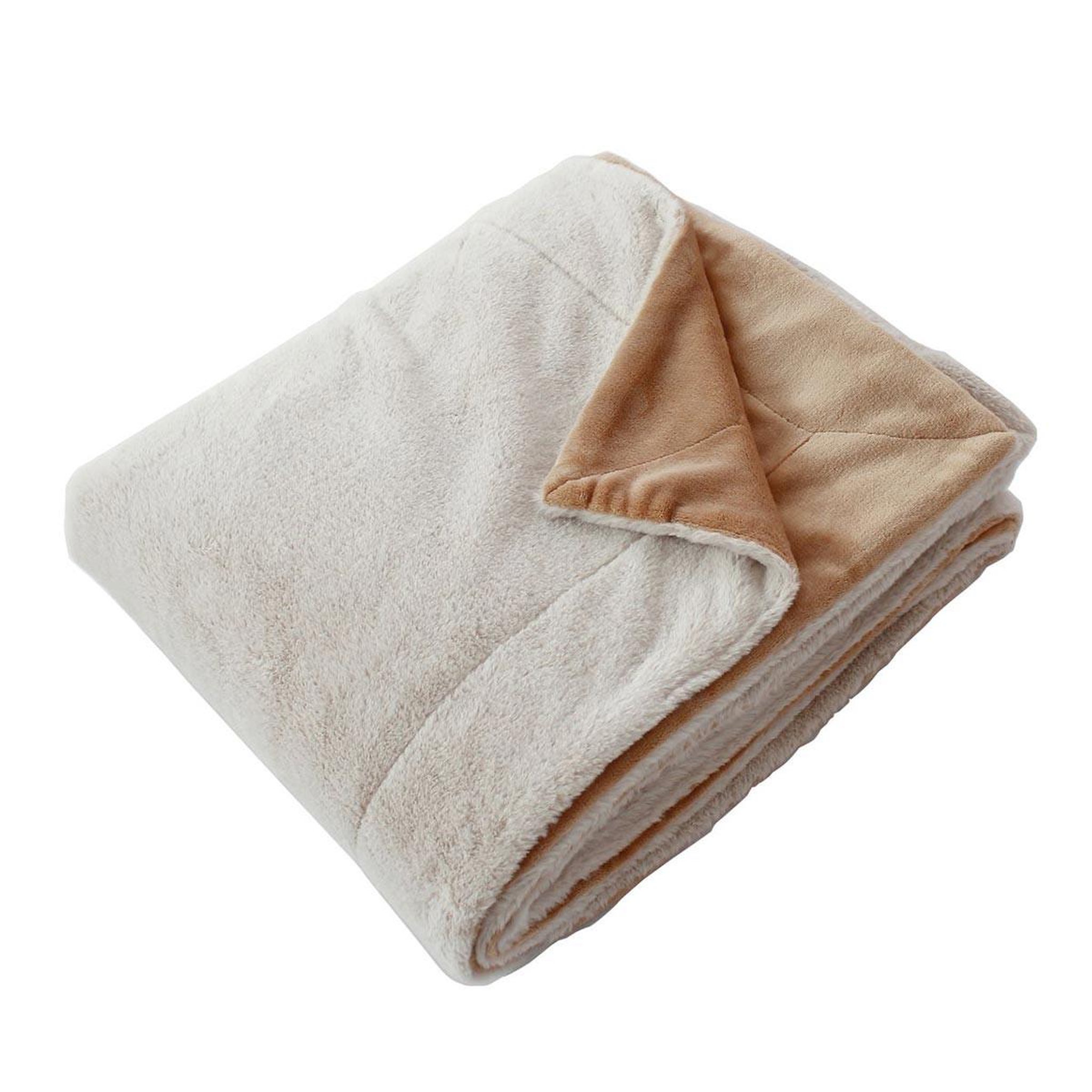 ENJOY HOME Plaid xl imitation fourrure  rabbit  180x220cm beige