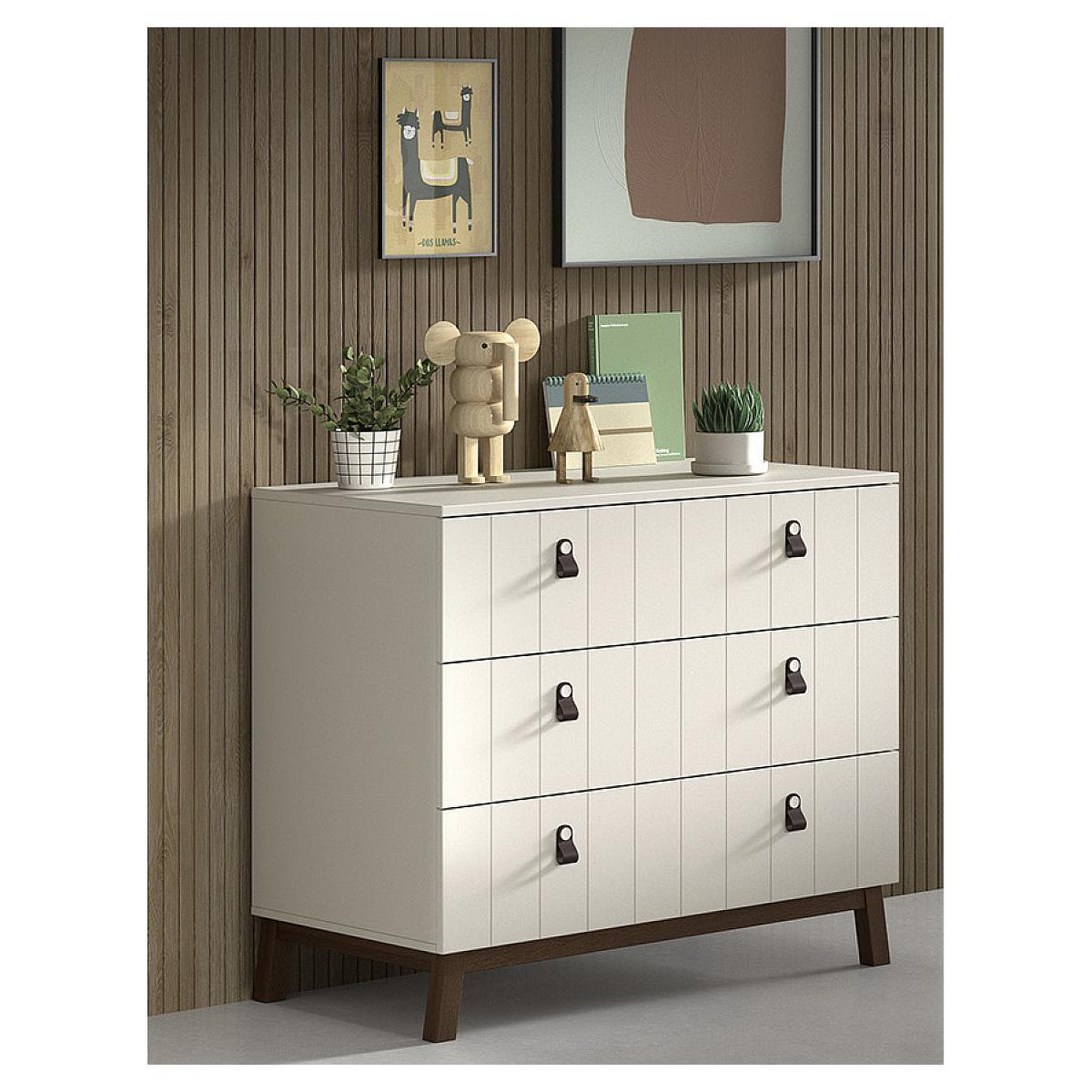 Voir la diapositive 2 : Vipack Commode sezane 3 tiroirs clay/noix