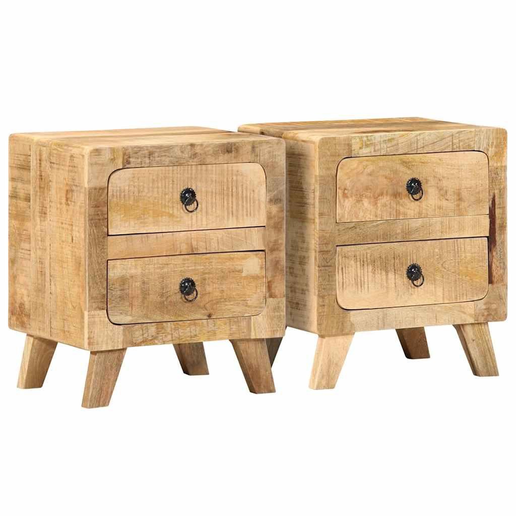 VIDAXL Table de chevet 2 pcs 40x32x46 cm bois massif de manguier brut