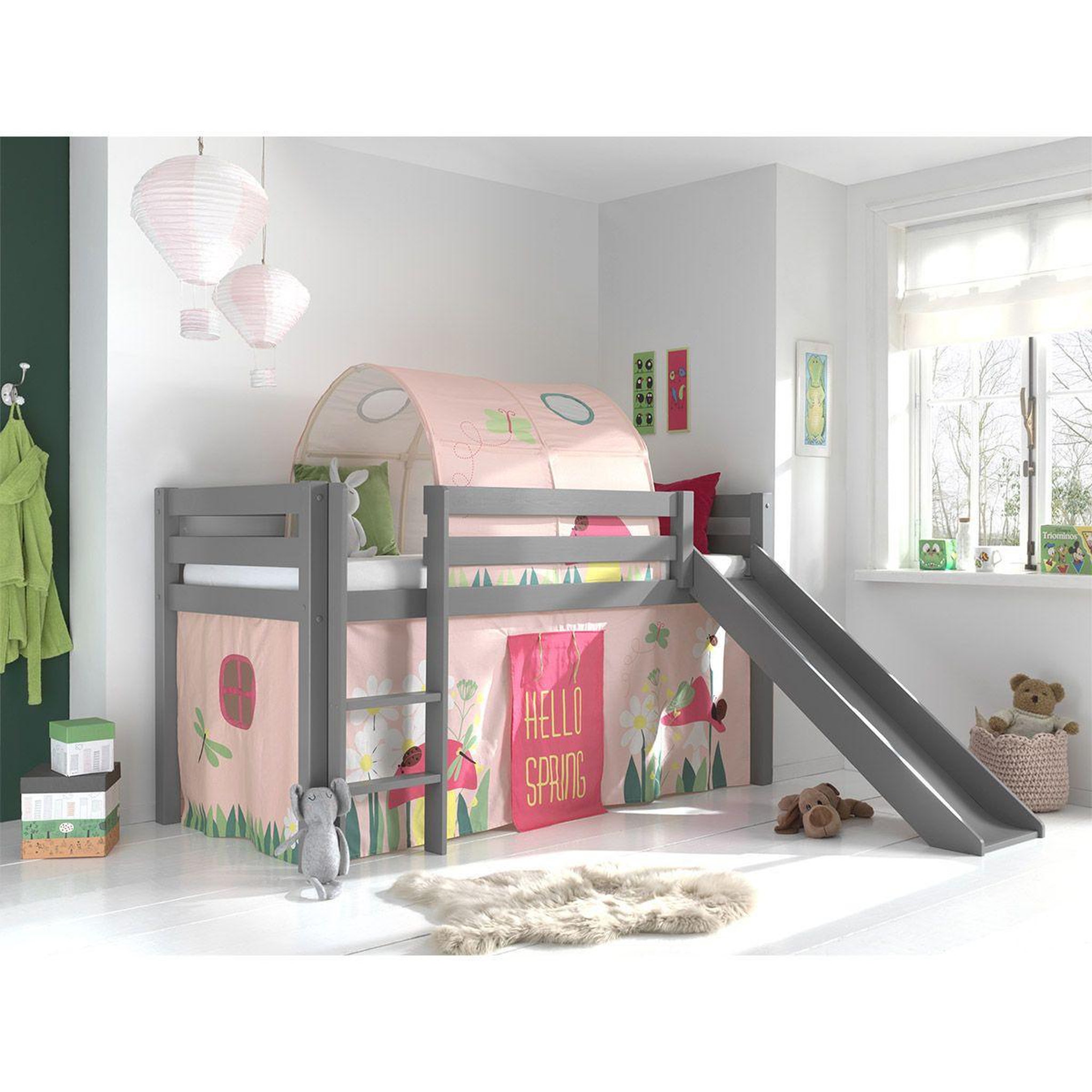 Voir la diapositive 2 : Paris Prix Pack - lit enfant, tente, tunnel & toboggan  pino spring  gris