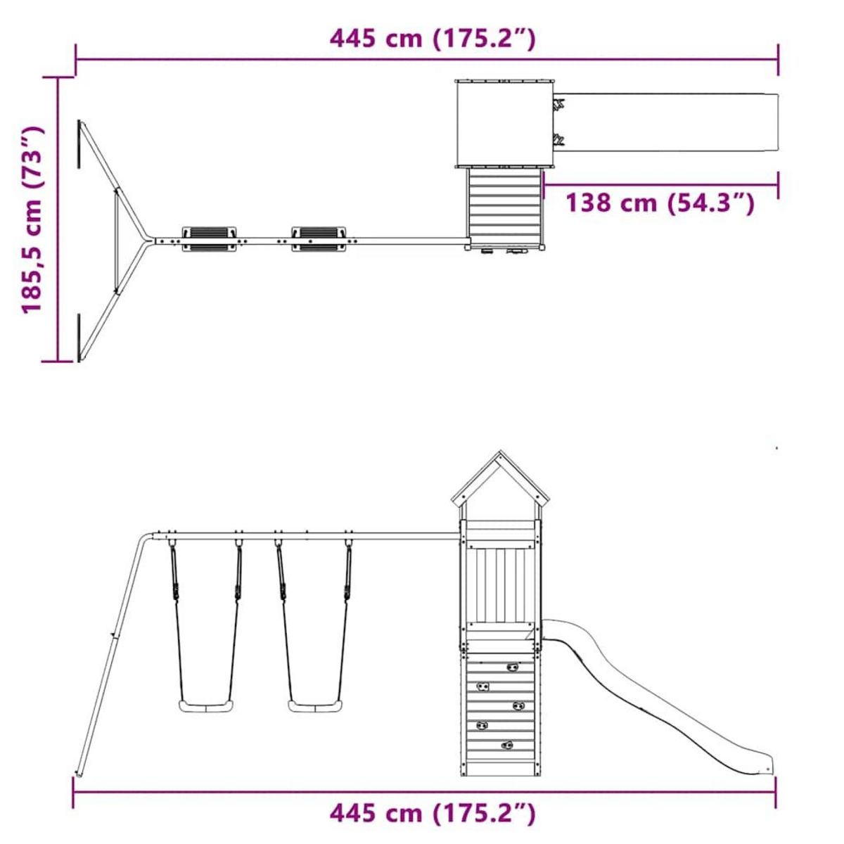 VIDAXL Aire de jeux d'exterieur bois de pin massif