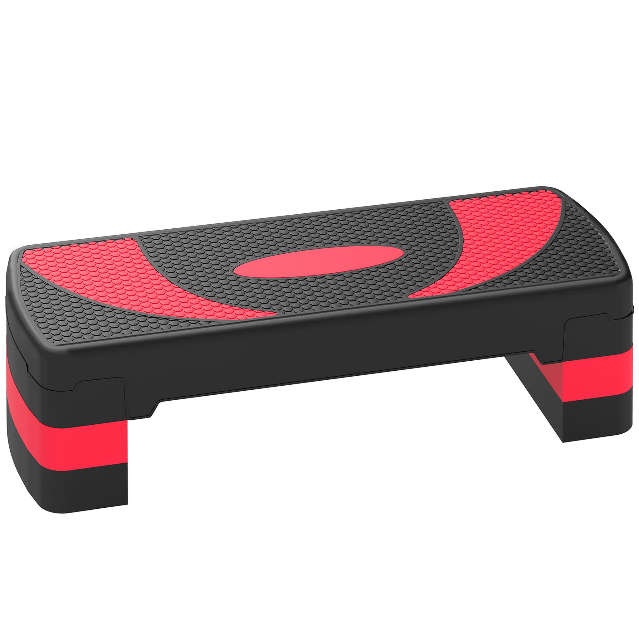 HOMCOM Stepper fitness aérobic hauteur réglable surface antidérapante 80 x 31 x 20 cm noir rouge