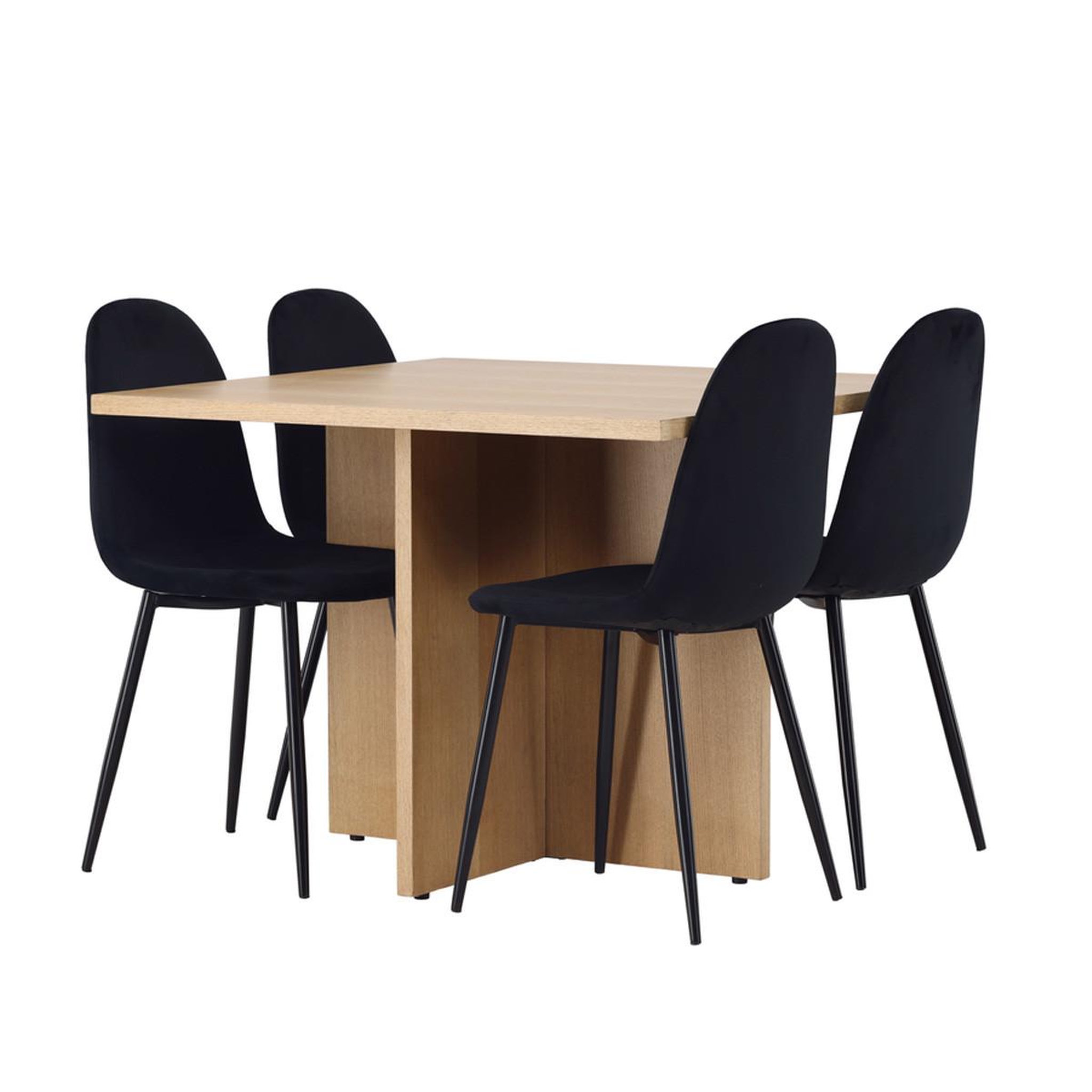 Paris Prix Ensemble table à manger & 4 chaises  leo & polar  100cm naturel & noir