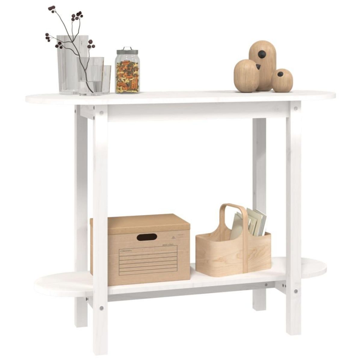 VIDAXL Table console Blanc 110x40x80 cm Bois massif de pin